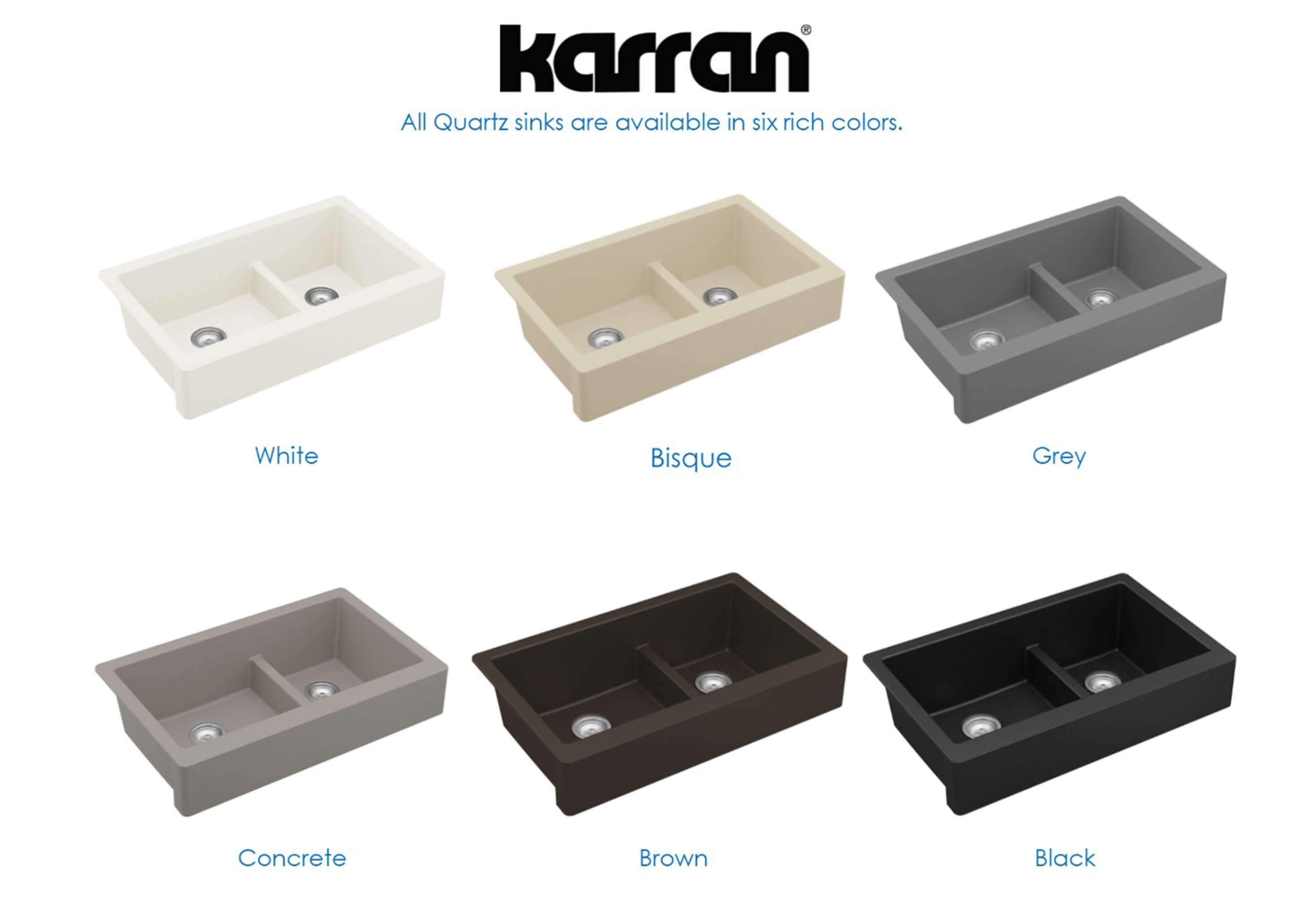 Alternate Image for Karran 34" Quartz Composite Retrofit Farmhouse Sink, 60/40 Double Bowl, Concrete, QAR-760-CN-PK1