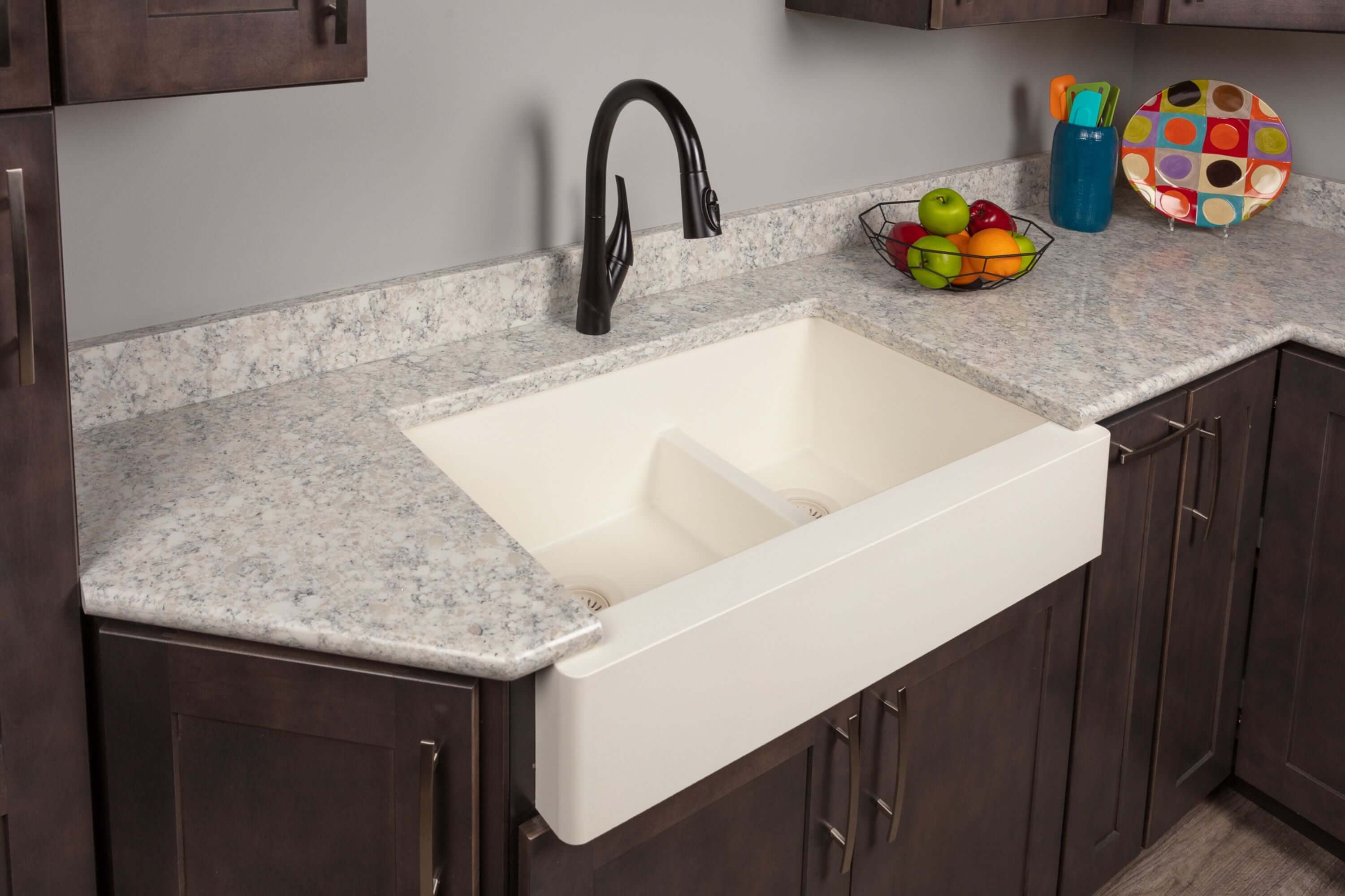Alternate Image for Karran 34" Quartz Composite Retrofit Farmhouse Sink, 60/40 Double Bowl, White, QAR-760-WH-PK1