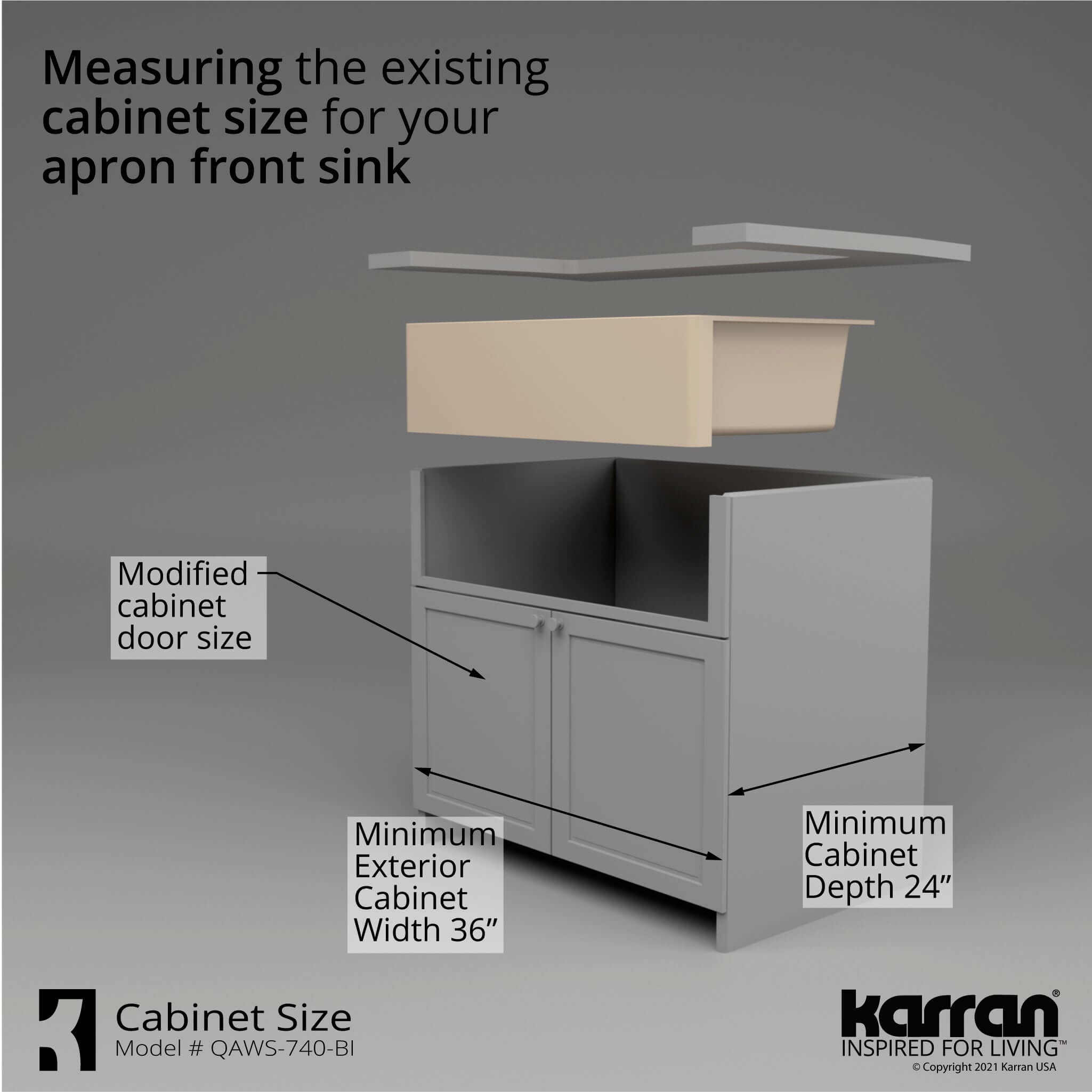 Alternate Image for Karran 34" Quartz Composite Workstation Farmhouse Sink with Accessories, Bisque, QAWS-740-BI