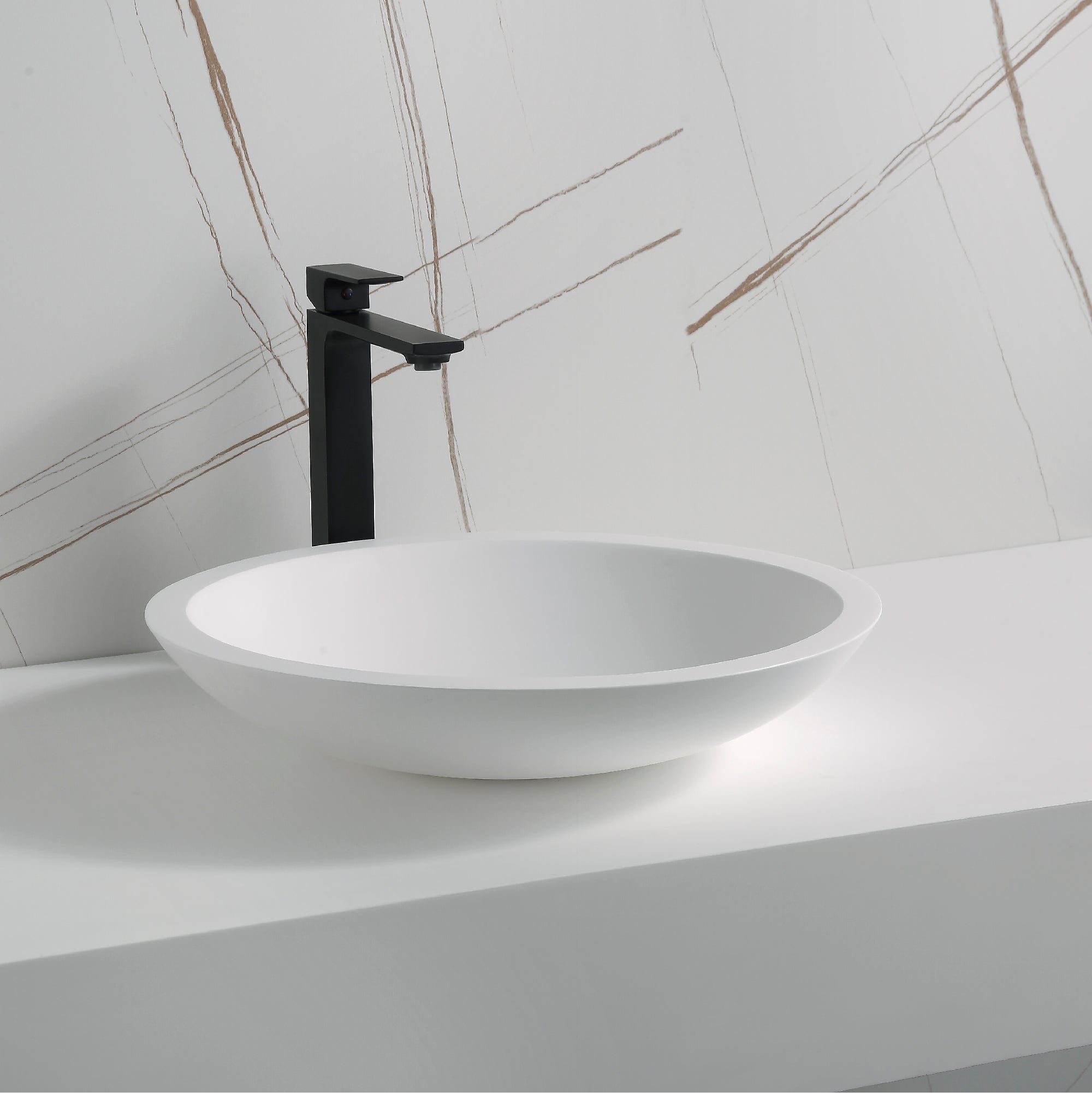 Alternate Image for Karran Quattro 19.25" x 19.25" Round Vessel Acrylic Solid Surface ADA Bathroom Sink, White, QM162WH