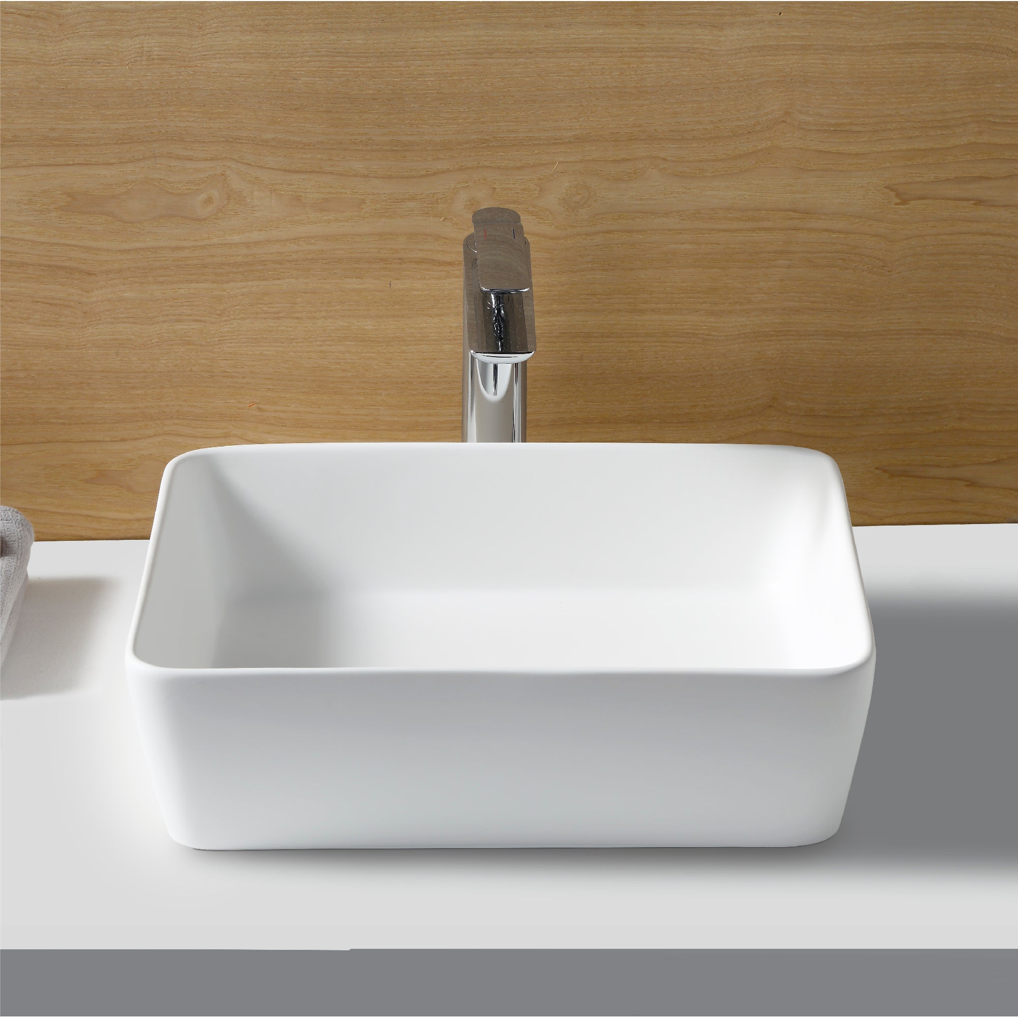 Alternate Image for Karran Quattro 18" x 14.5" Rectangular Vessel Acrylic Solid Surface ADA Bathroom Sink, White, QM172WH