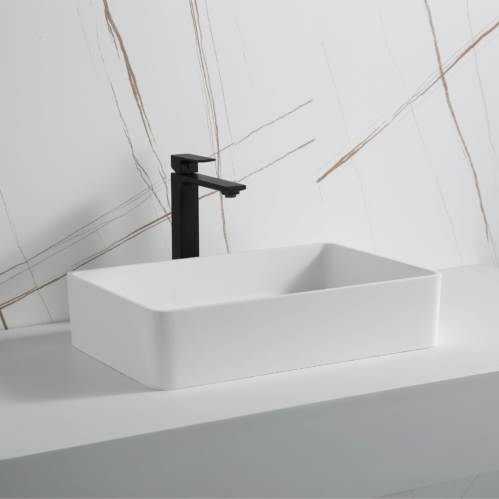 Alternate Image for Karran Quattro 21.25" x 13.75" Rectangular Vessel Acrylic Solid Surface ADA Bathroom Sink, White, QM176WH
