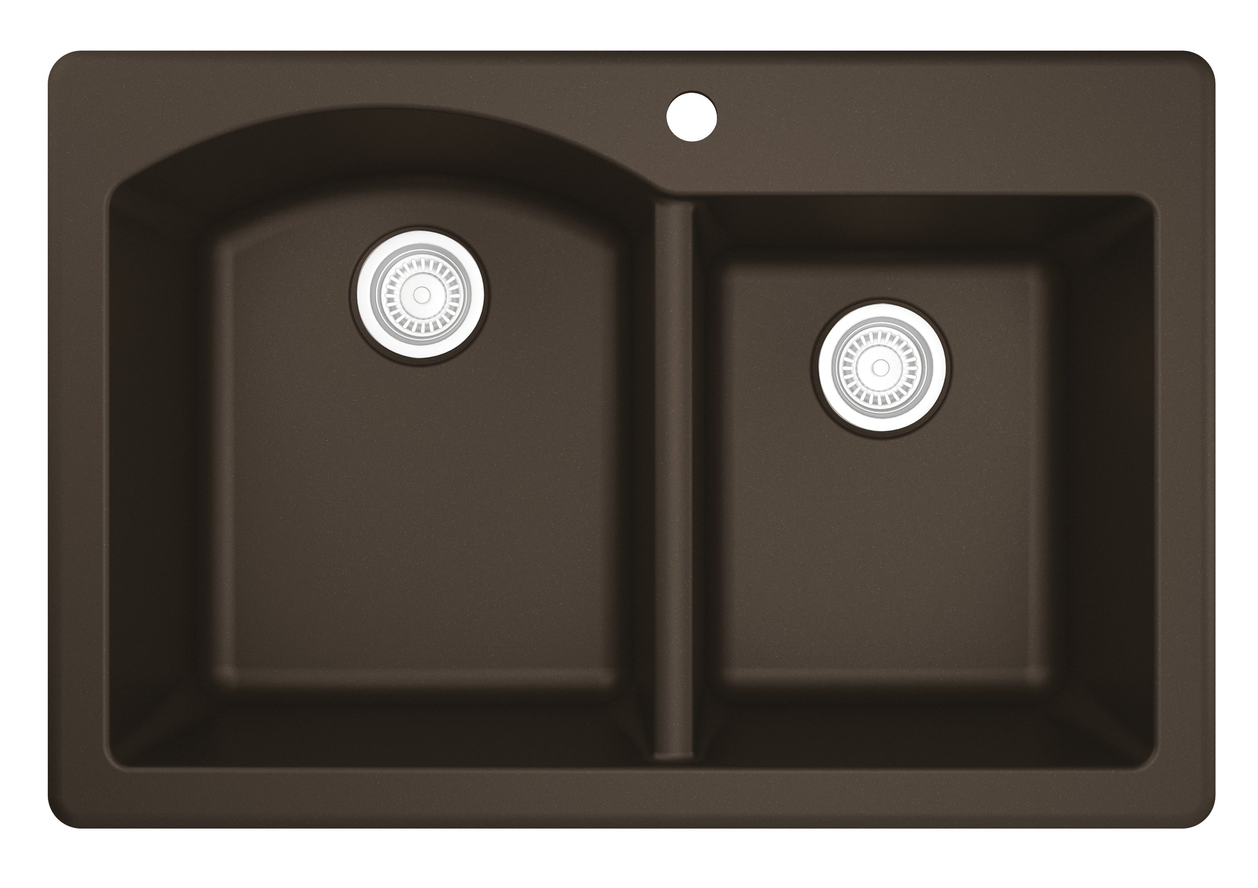 Karran 33" Drop In/Topmount Quartz Composite Kitchen Sink, 60/40 Double Bowl, Brown, QT-610-BR
