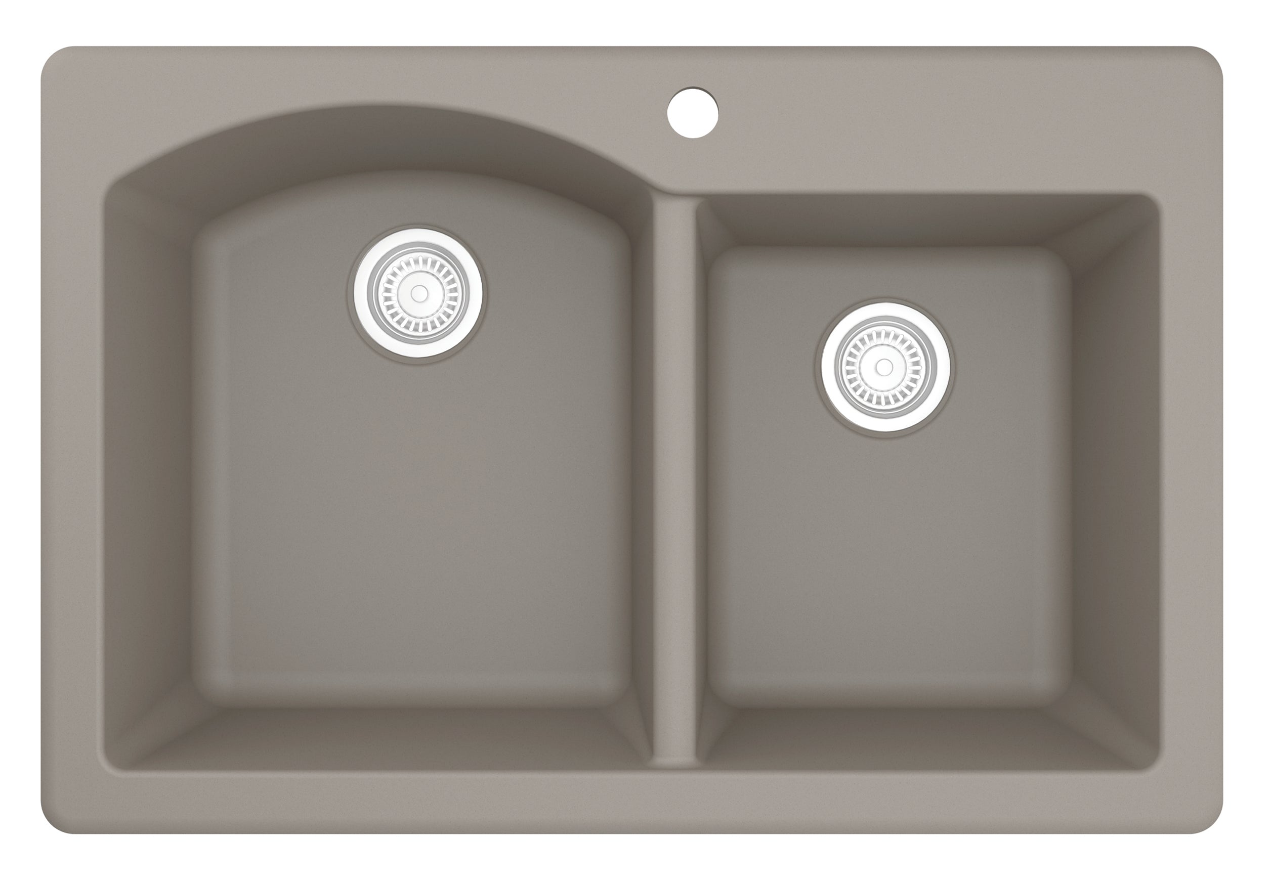 Karran 33" Drop In/Topmount Quartz Composite Kitchen Sink, 60/40 Double Bowl, Concrete, QT-610-CN
