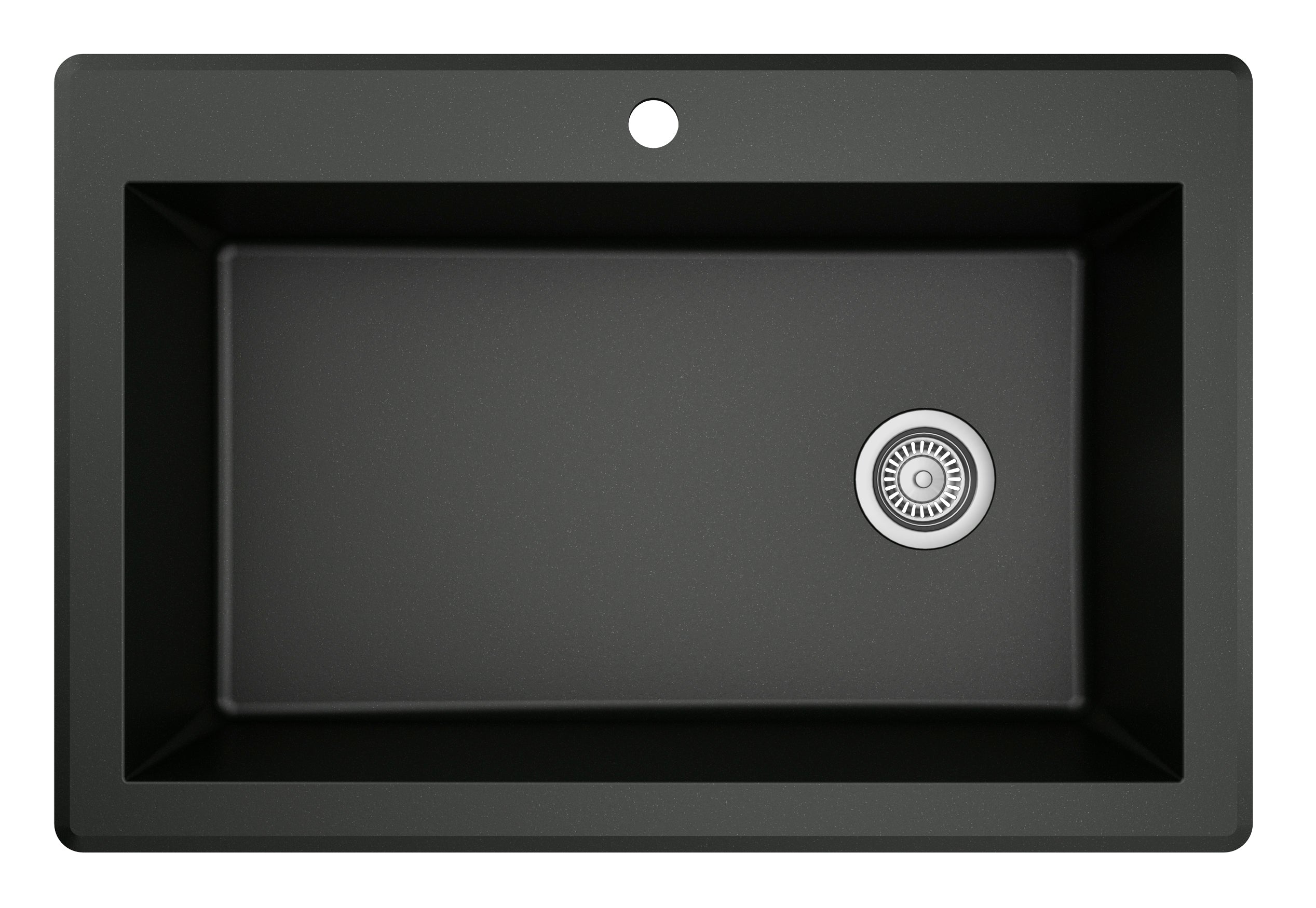 Karran 33" Drop In/Topmount Quartz Composite Kitchen Sink, Black, QT-670-BL