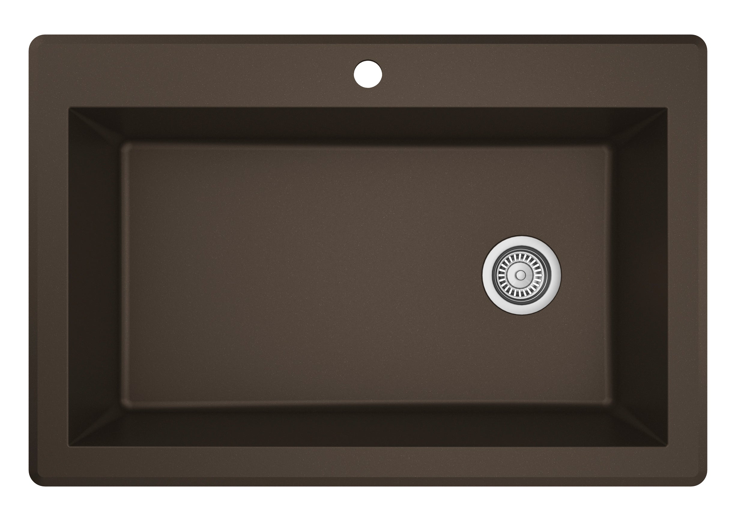 Karran 33" Drop In/Topmount Quartz Composite Kitchen Sink, Brown, QT-670-BR