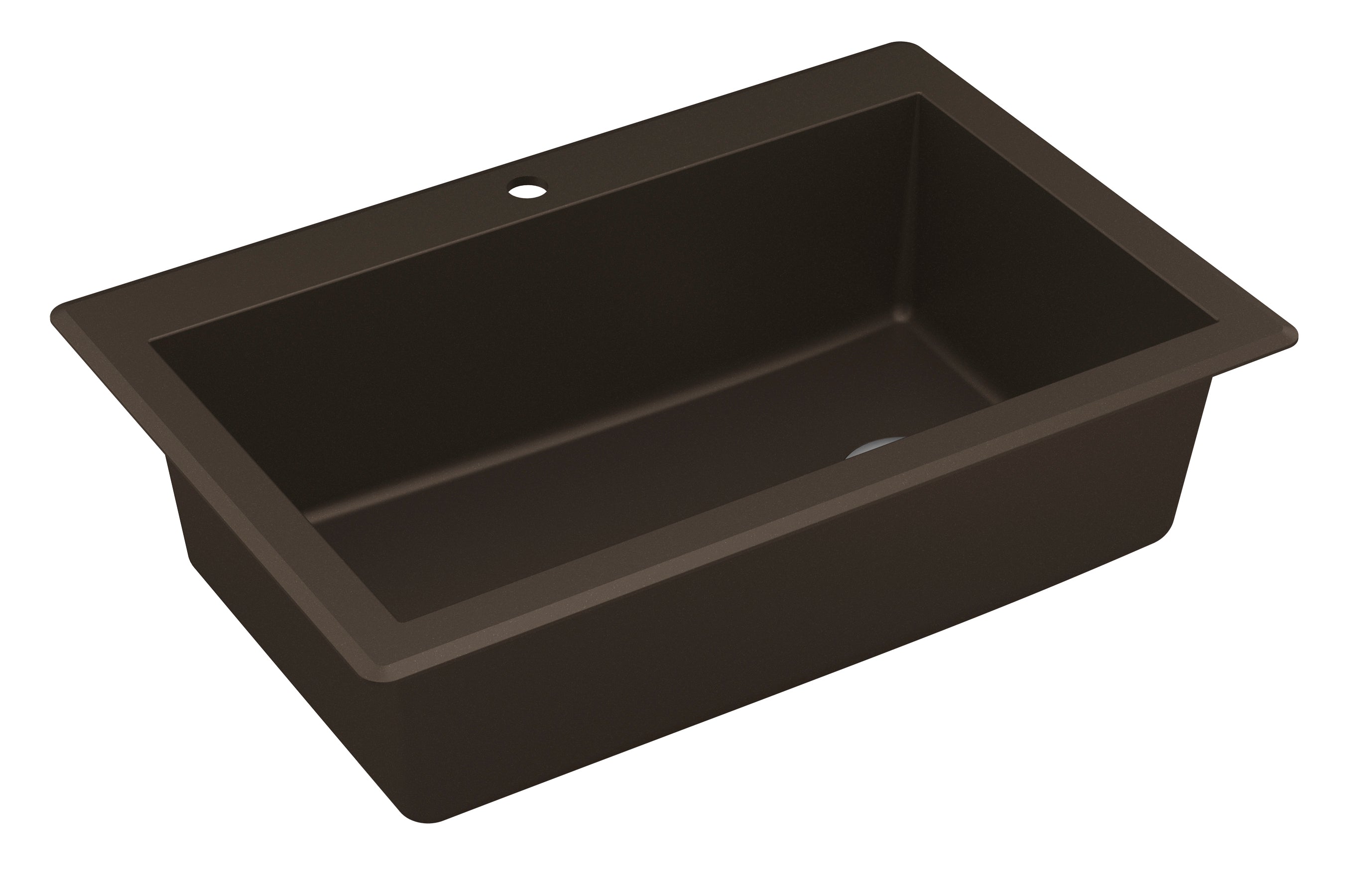 Karran 33" Drop In/Topmount Quartz Composite Kitchen Sink, Brown, QT-670-BR