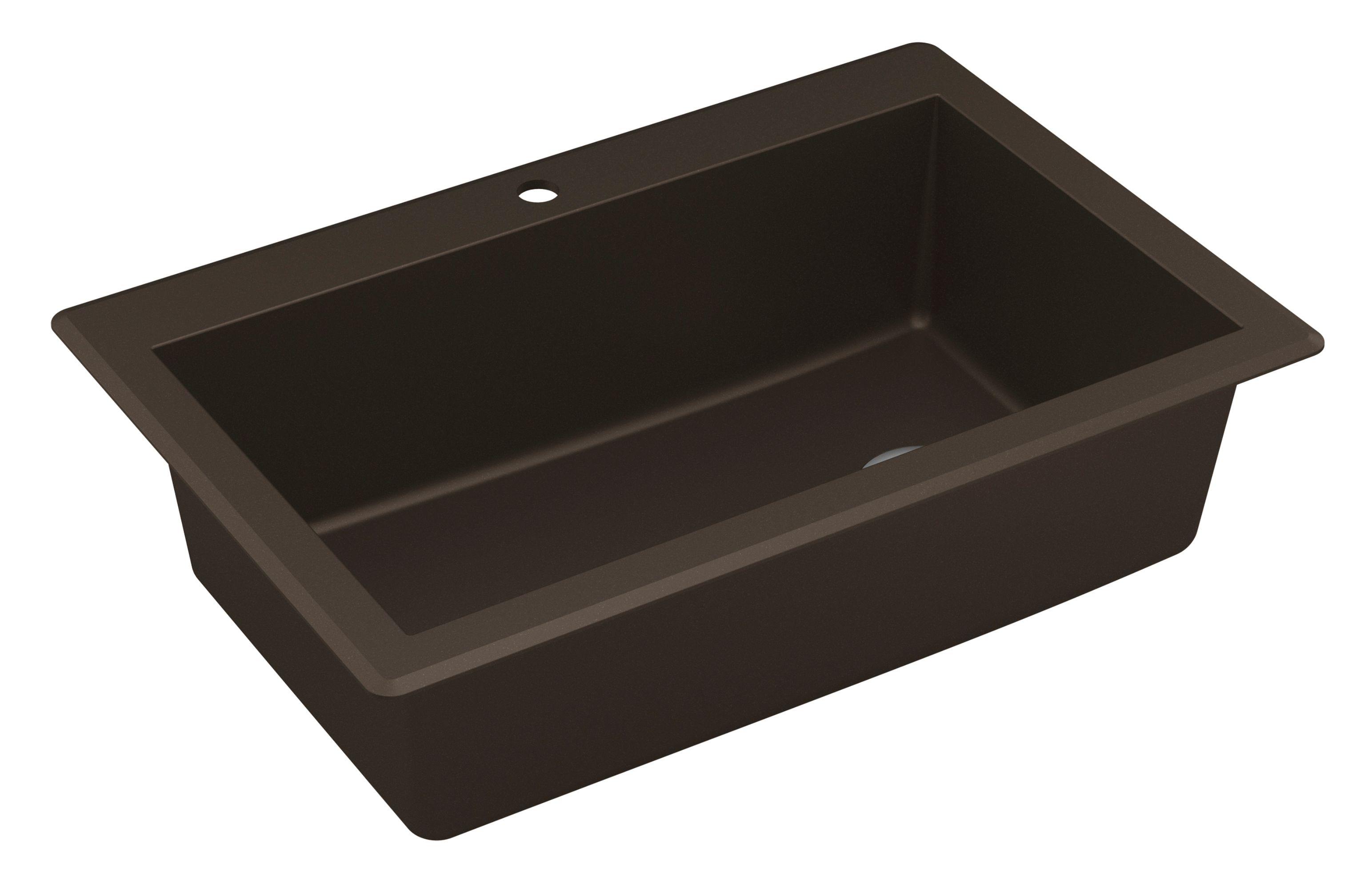 Alternate Image for Karran 33" Drop In/Topmount Quartz Composite Kitchen Sink, Brown, QT-670-BR-PK1