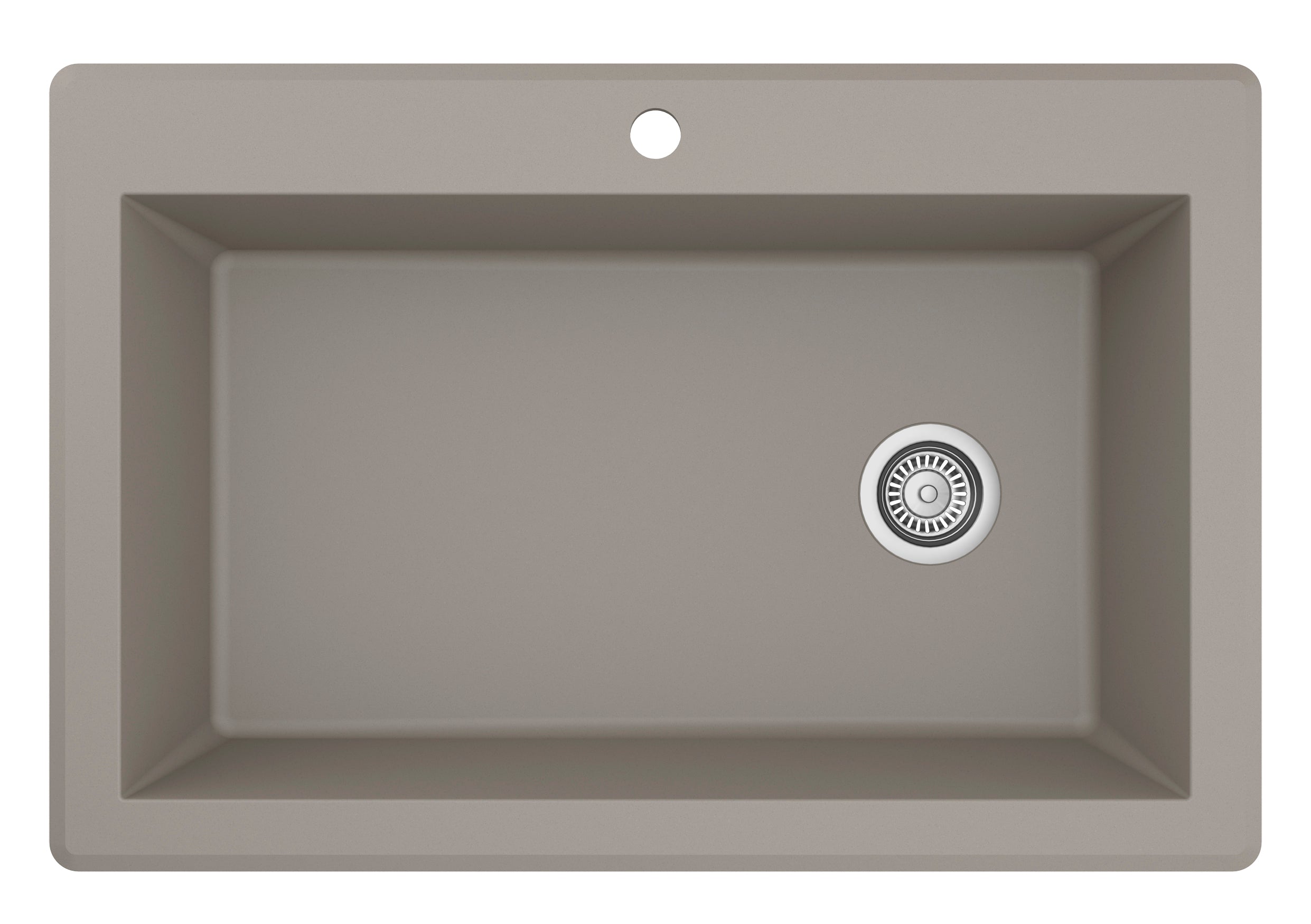 Karran 33" Drop In/Topmount Quartz Composite Kitchen Sink, Concrete, QT-670-CN