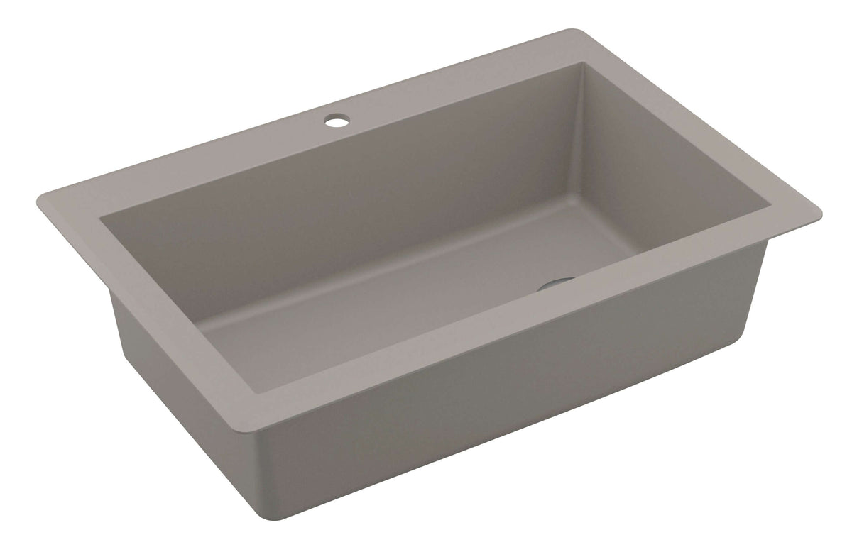 Alternate Image for Karran 33" Drop In/Topmount Quartz Composite Kitchen Sink, Concrete, QT-670-CN