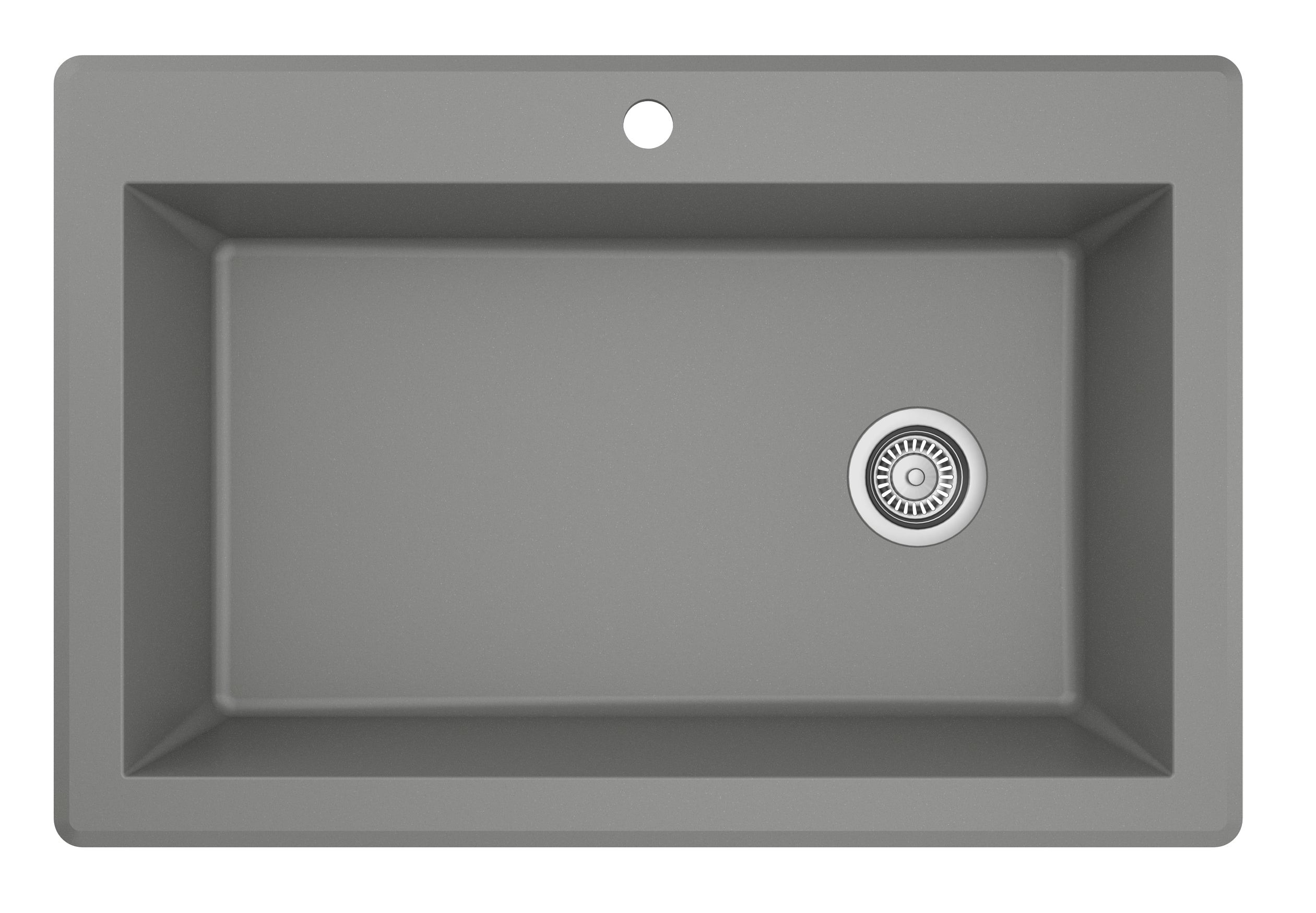 Karran 33" Drop In/Topmount Quartz Composite Kitchen Sink, Grey, QT-670-GR