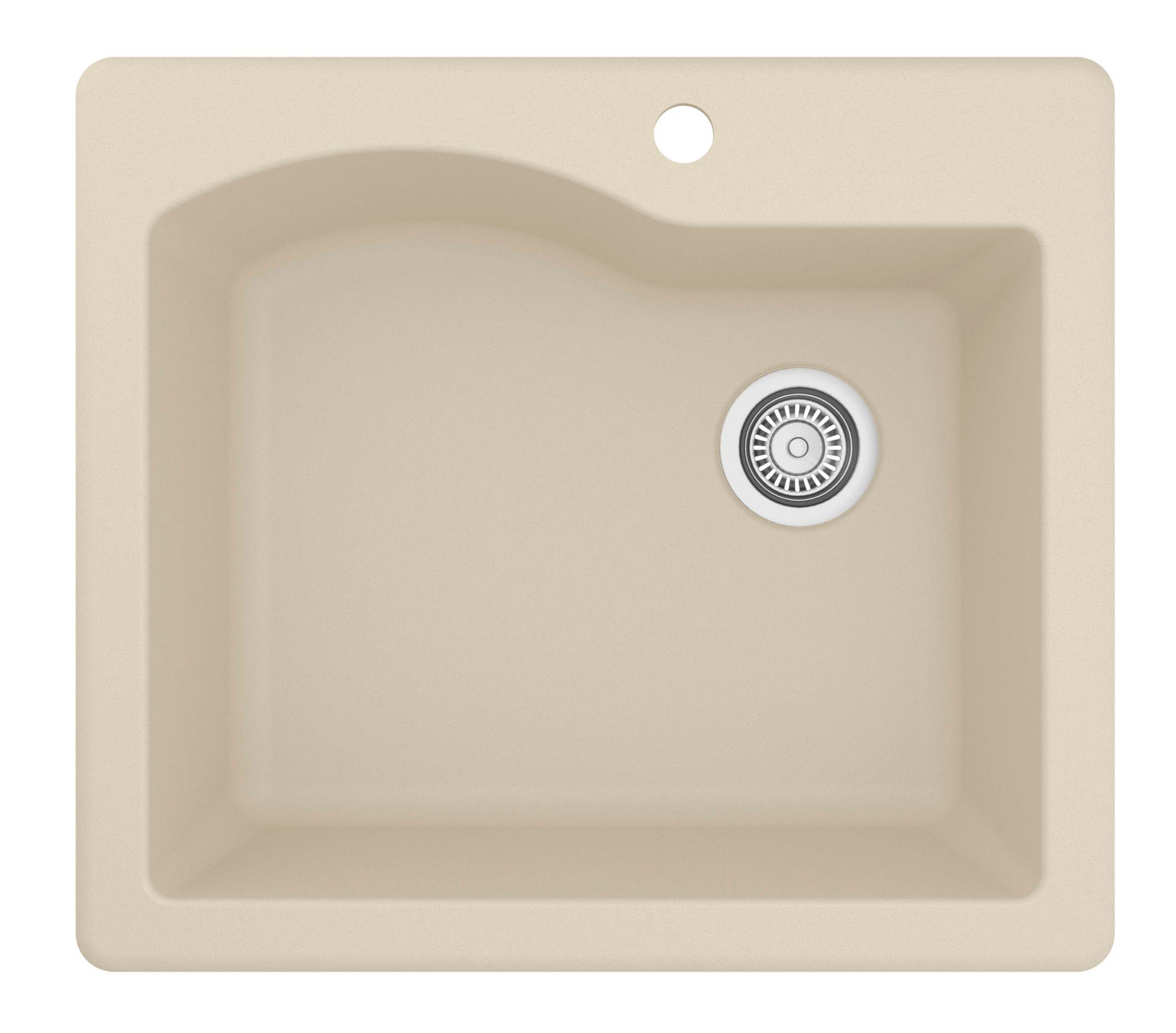 Karran 25" Drop In/Topmount Quartz Composite Kitchen Sink, Bisque, QT-671-BI-PK1