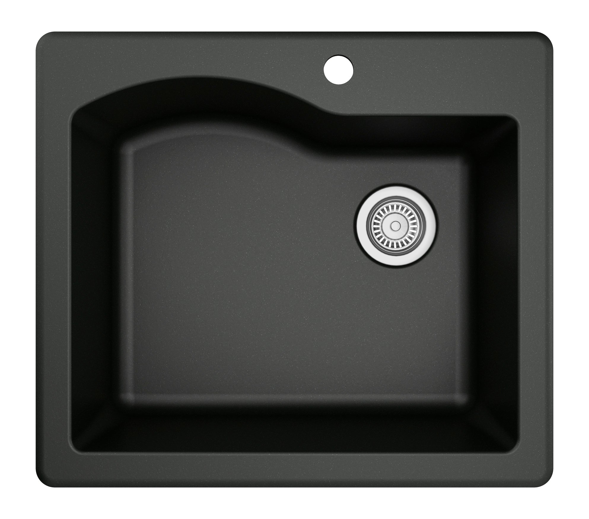 Karran 25" Drop In/Topmount Quartz Composite Kitchen Sink, Black, QT-671-BL