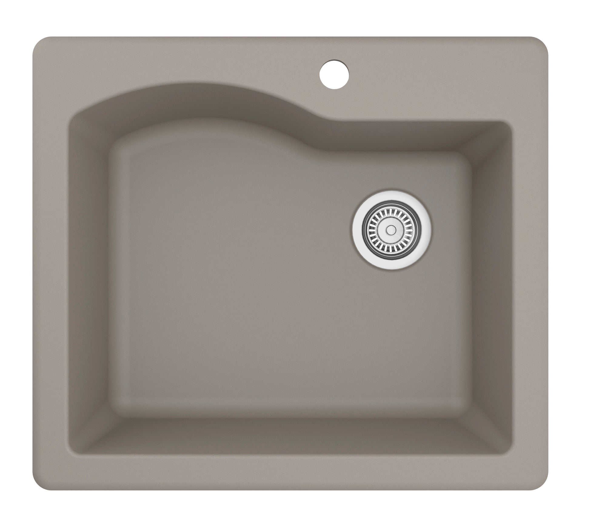 Alternate Image for Karran 25" Drop In/Topmount Quartz Composite Kitchen Sink, Concrete, QT-671-CN
