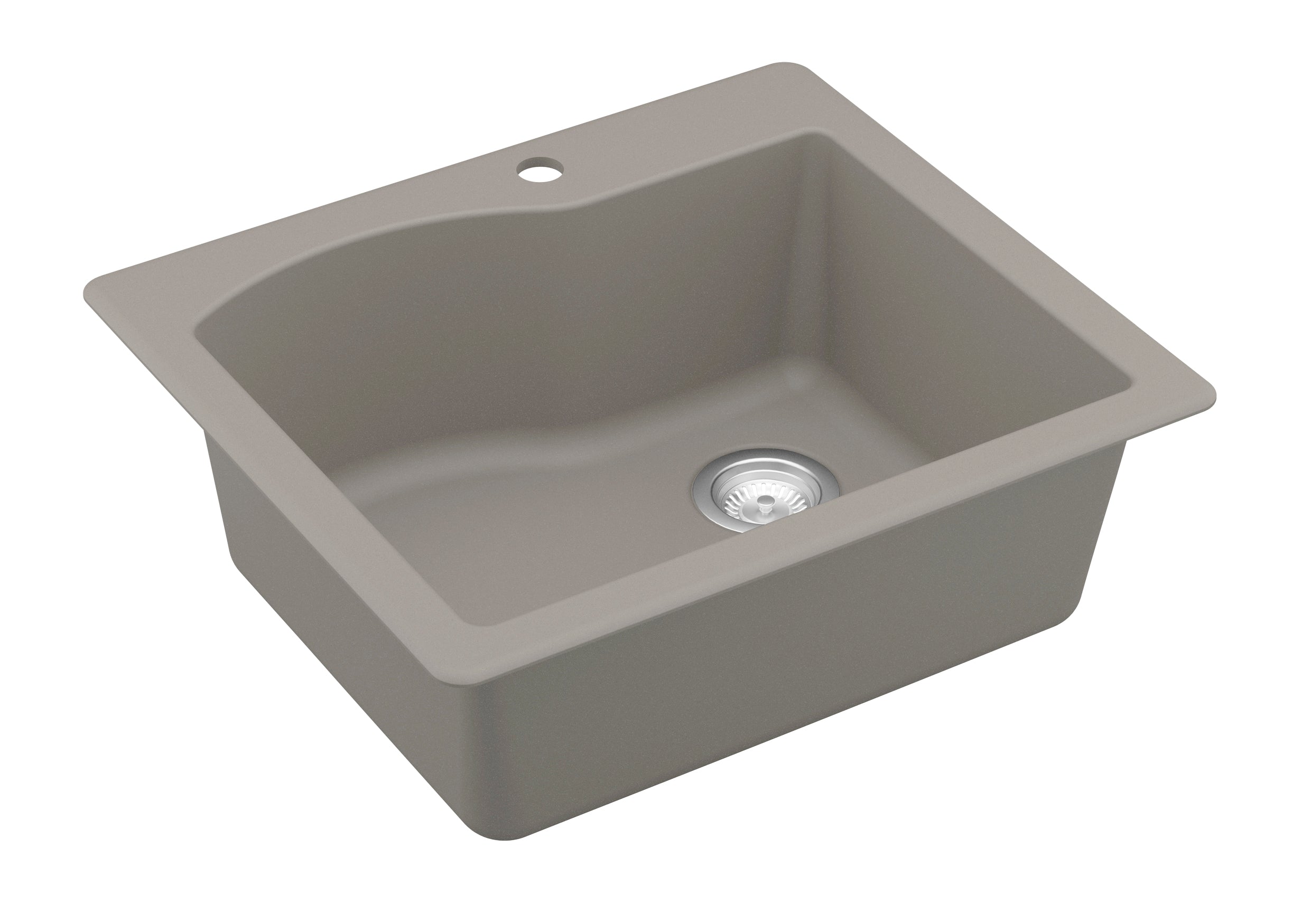 Alternate Image for Karran 25" Drop In/Topmount Quartz Composite Kitchen Sink, Concrete, QT-671-CN