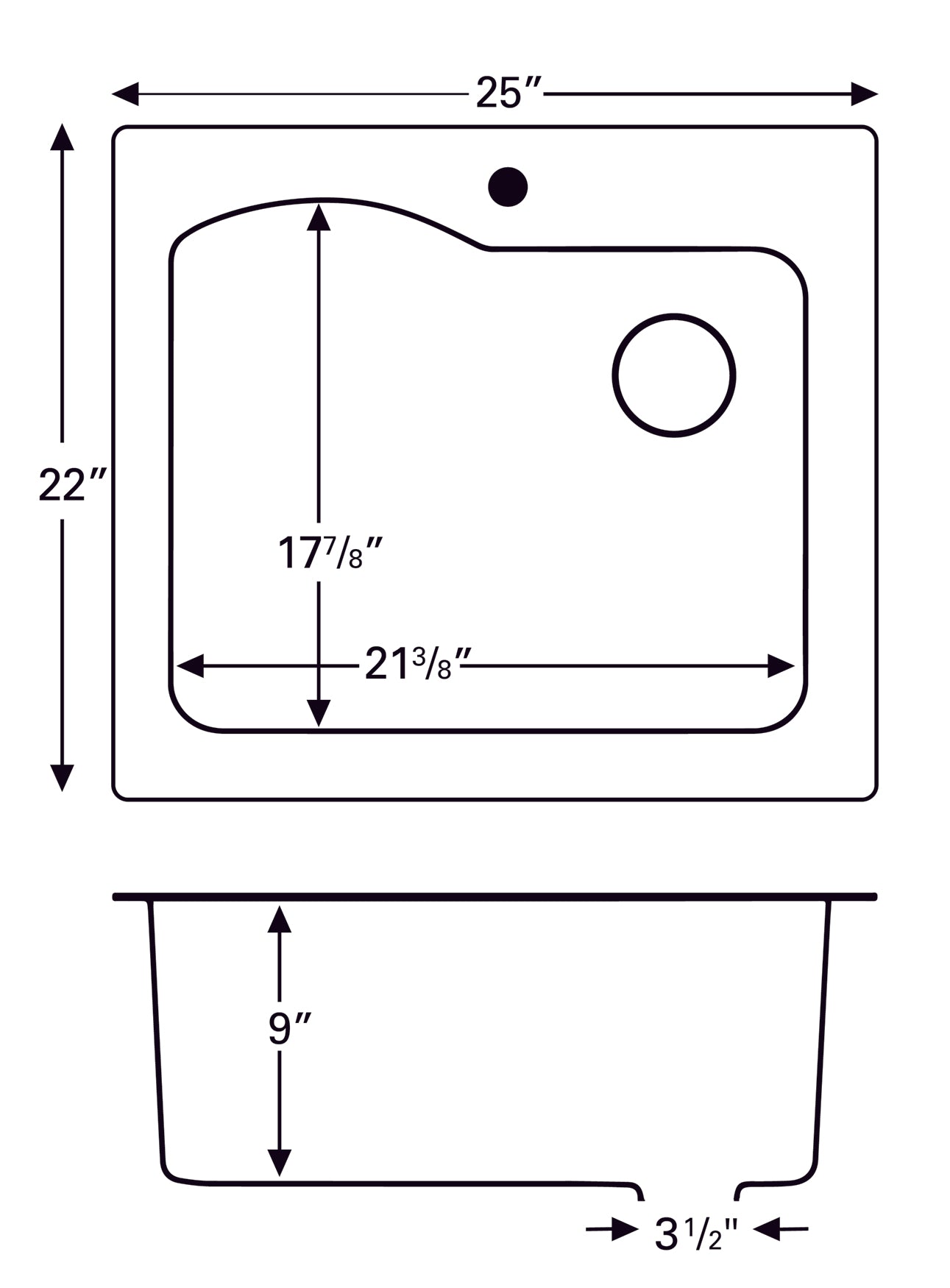 Alternate Image for Karran 25" Drop In/Topmount Quartz Composite Kitchen Sink, Grey, QT-671-GR