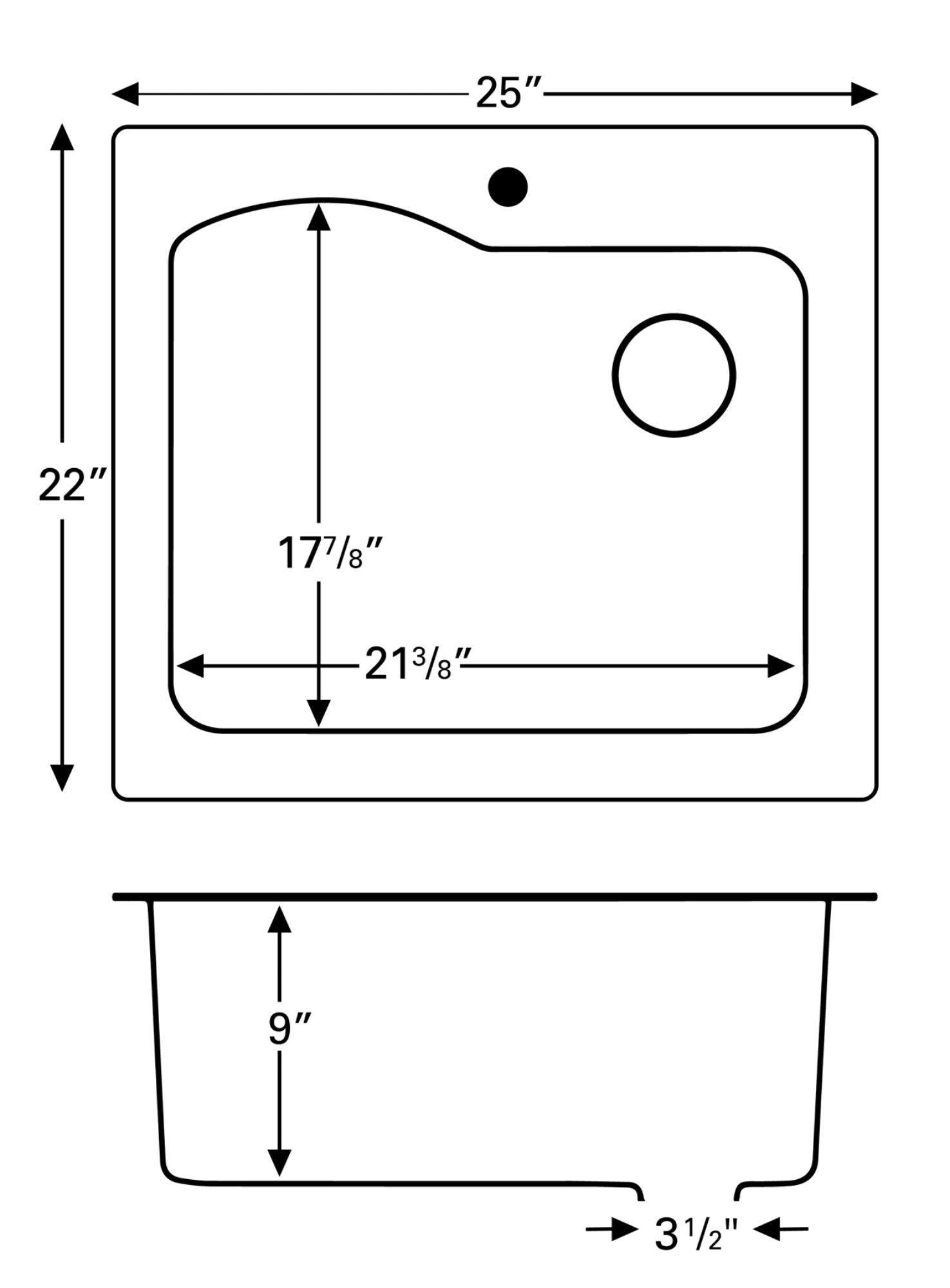Alternate Image for Karran 25" Drop In/Topmount Quartz Composite Kitchen Sink, Concrete, QT-671-CN-PK1