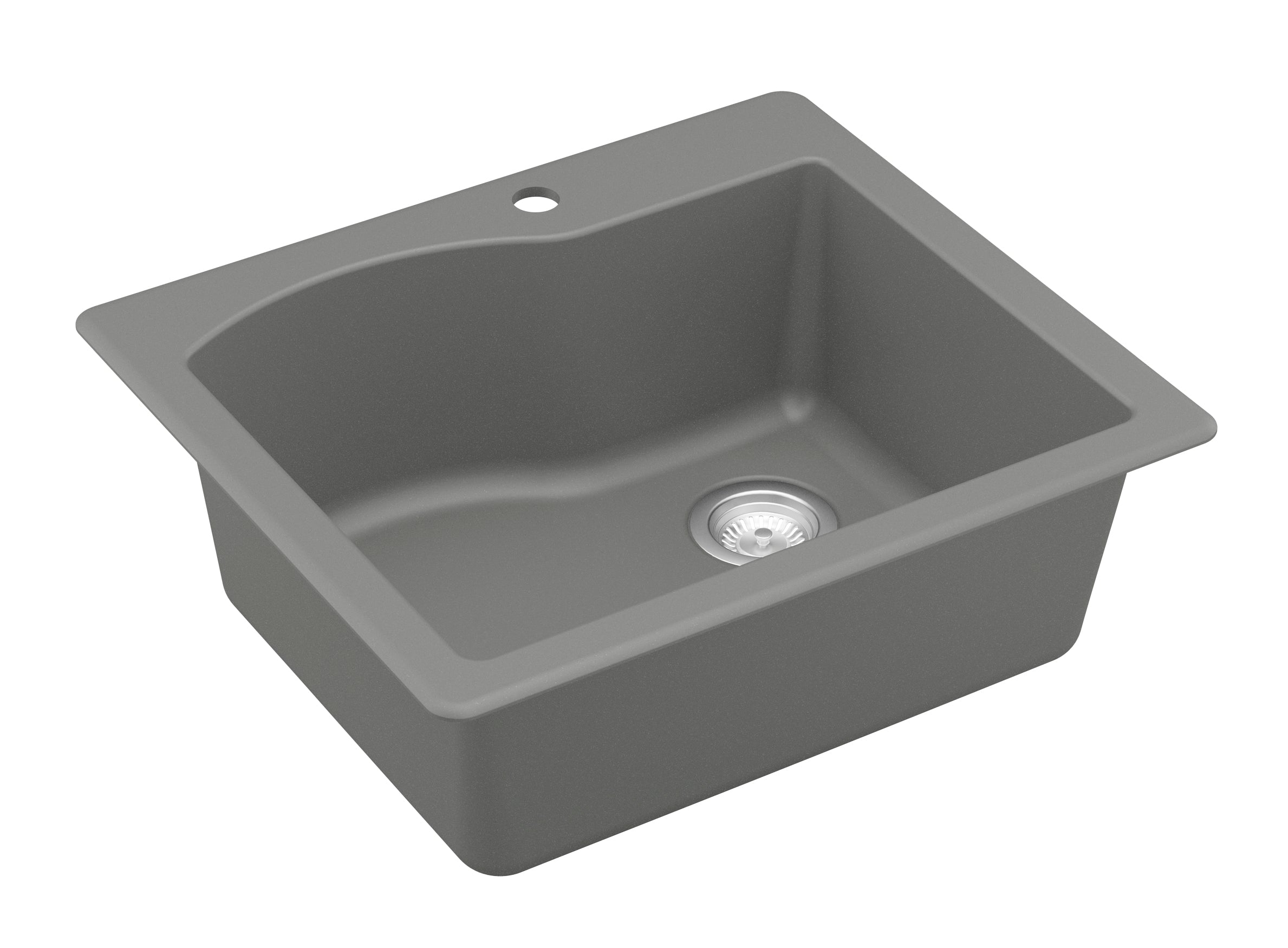 Alternate Image for Karran 25" Drop In/Topmount Quartz Composite Kitchen Sink, Grey, QT-671-GR