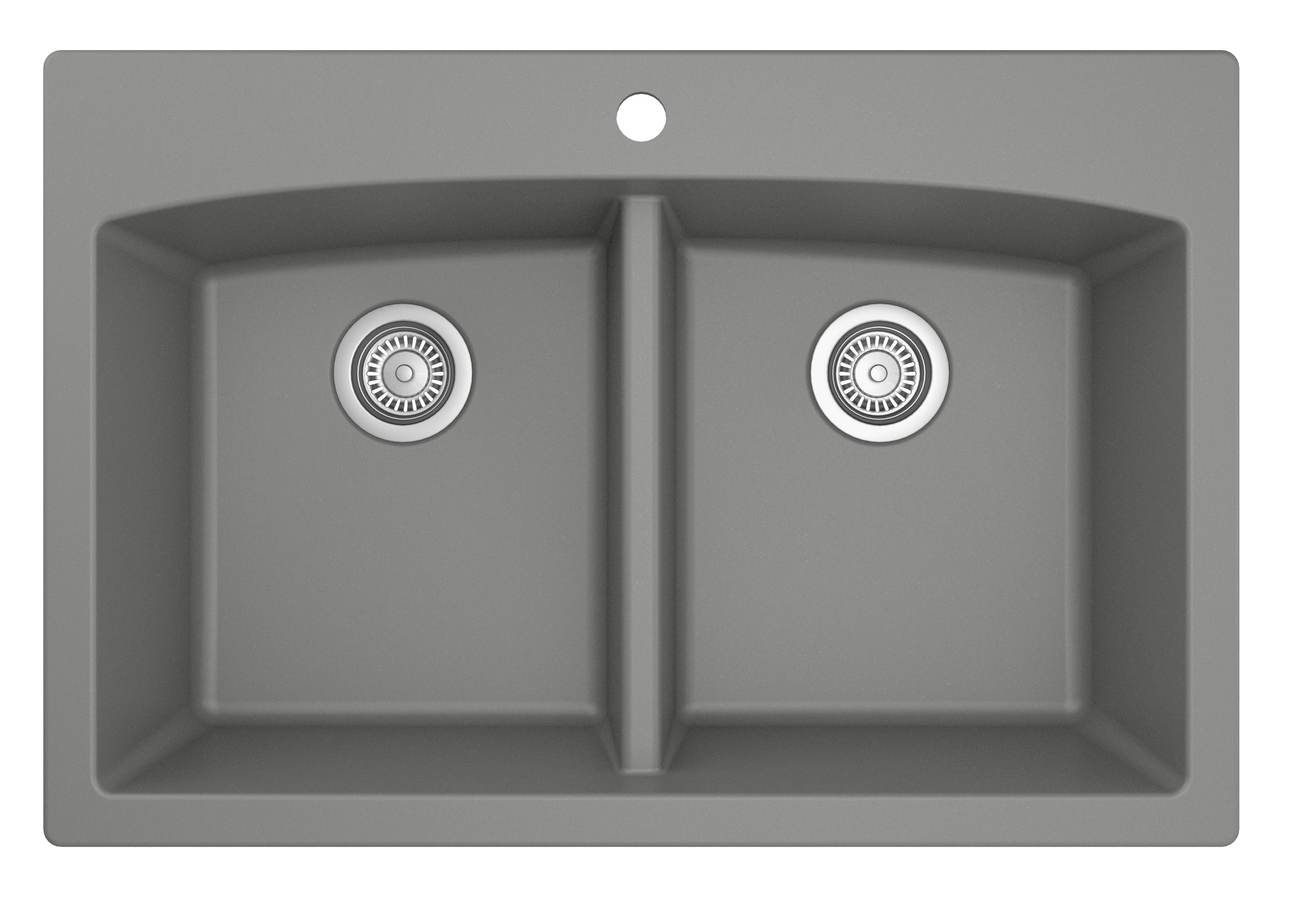 Karran 33" Drop In/Topmount Quartz Composite Kitchen Sink, 50/50 Double Bowl, Grey, QT-710-GR