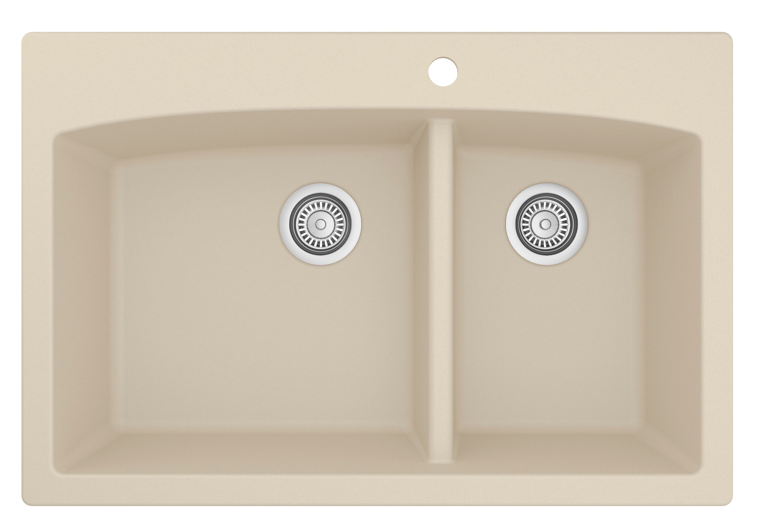 Karran 33" Drop In/Topmount Quartz Composite Kitchen Sink, 60/40 Double Bowl, Bisque, QT-711-BI