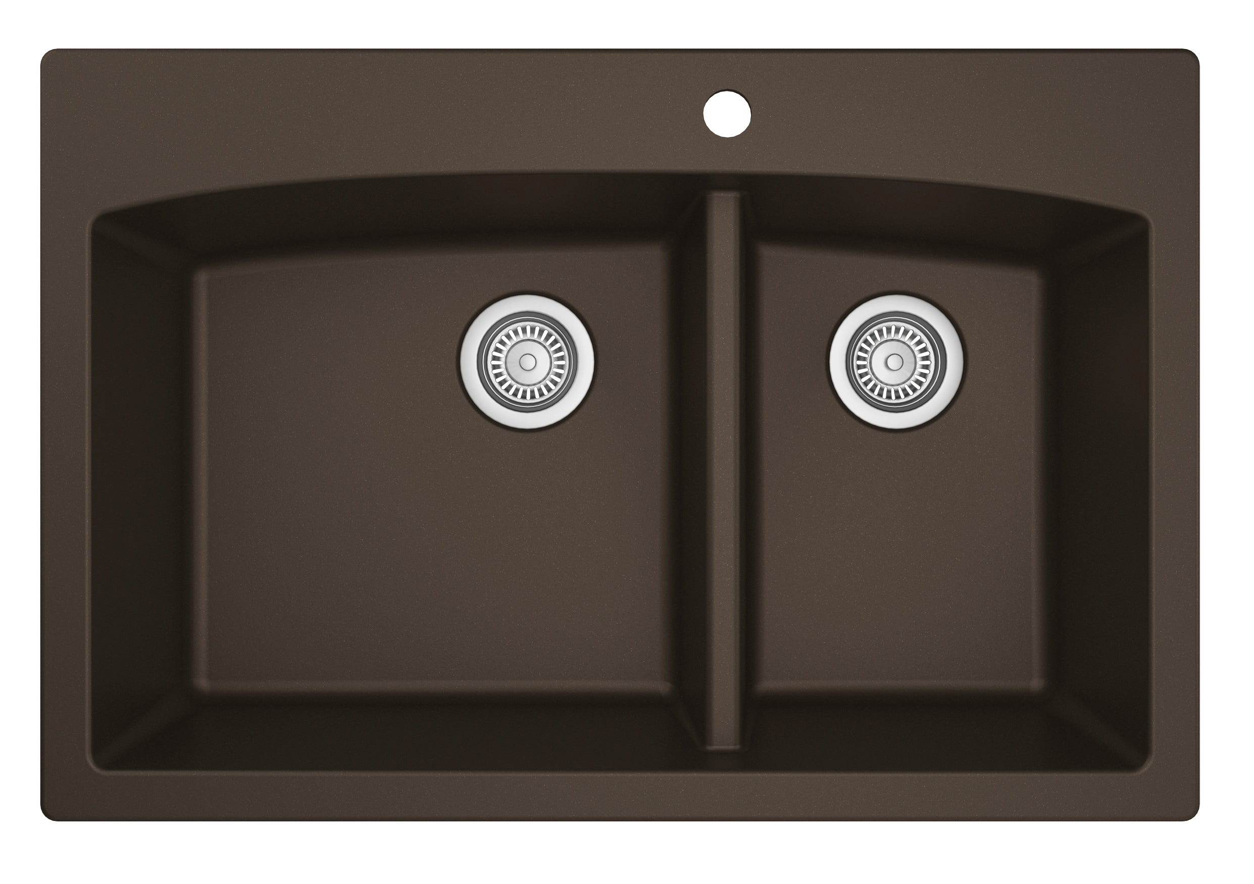 Karran 33" Drop In/Topmount Quartz Composite Kitchen Sink, 60/40 Double Bowl, Brown, QT-711-BR