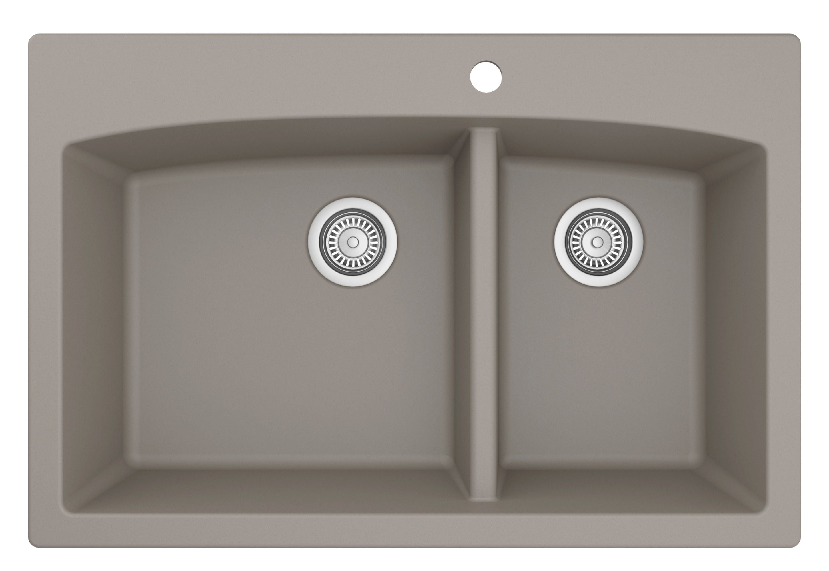 Karran 33" Drop In/Topmount Quartz Composite Kitchen Sink, 60/40 Double Bowl, Concrete, QT-711-CN-PK1