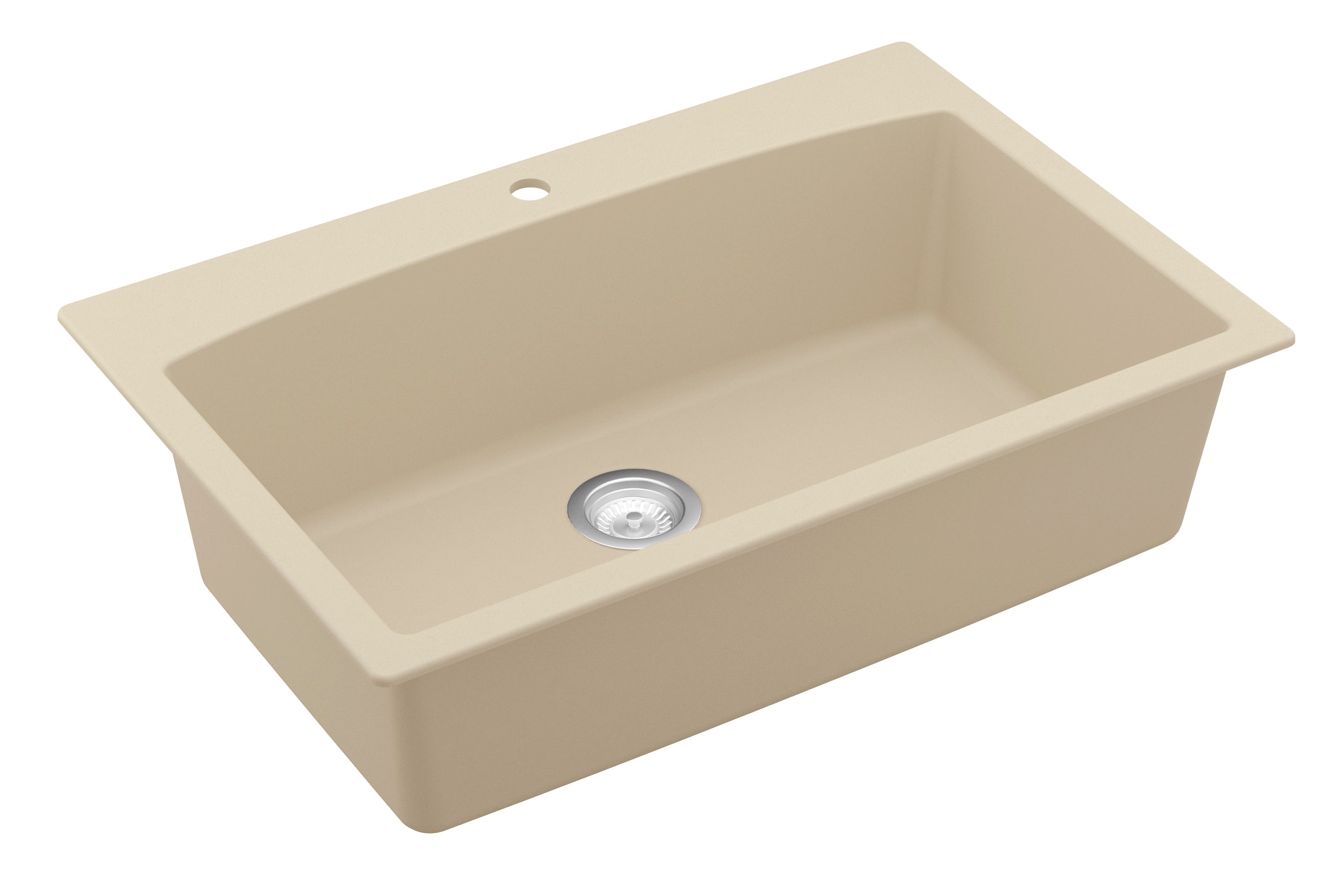 Karran 33" Drop In/Topmount Quartz Composite Kitchen Sink, Bisque, QT-712-BI