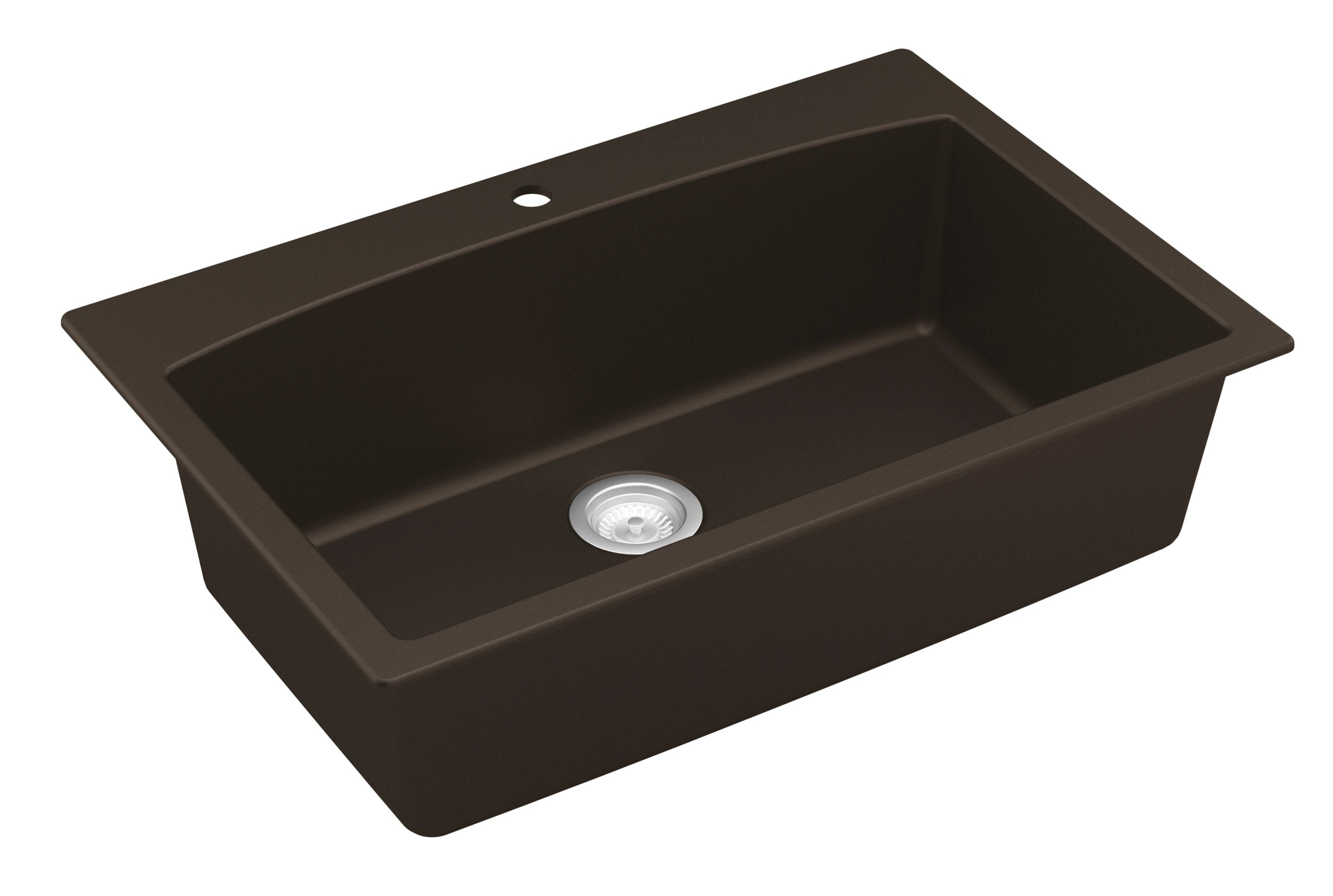 Alternate Image for Karran 33" Drop In/Topmount Quartz Composite Kitchen Sink, Brown, QT-712-BR-PK1