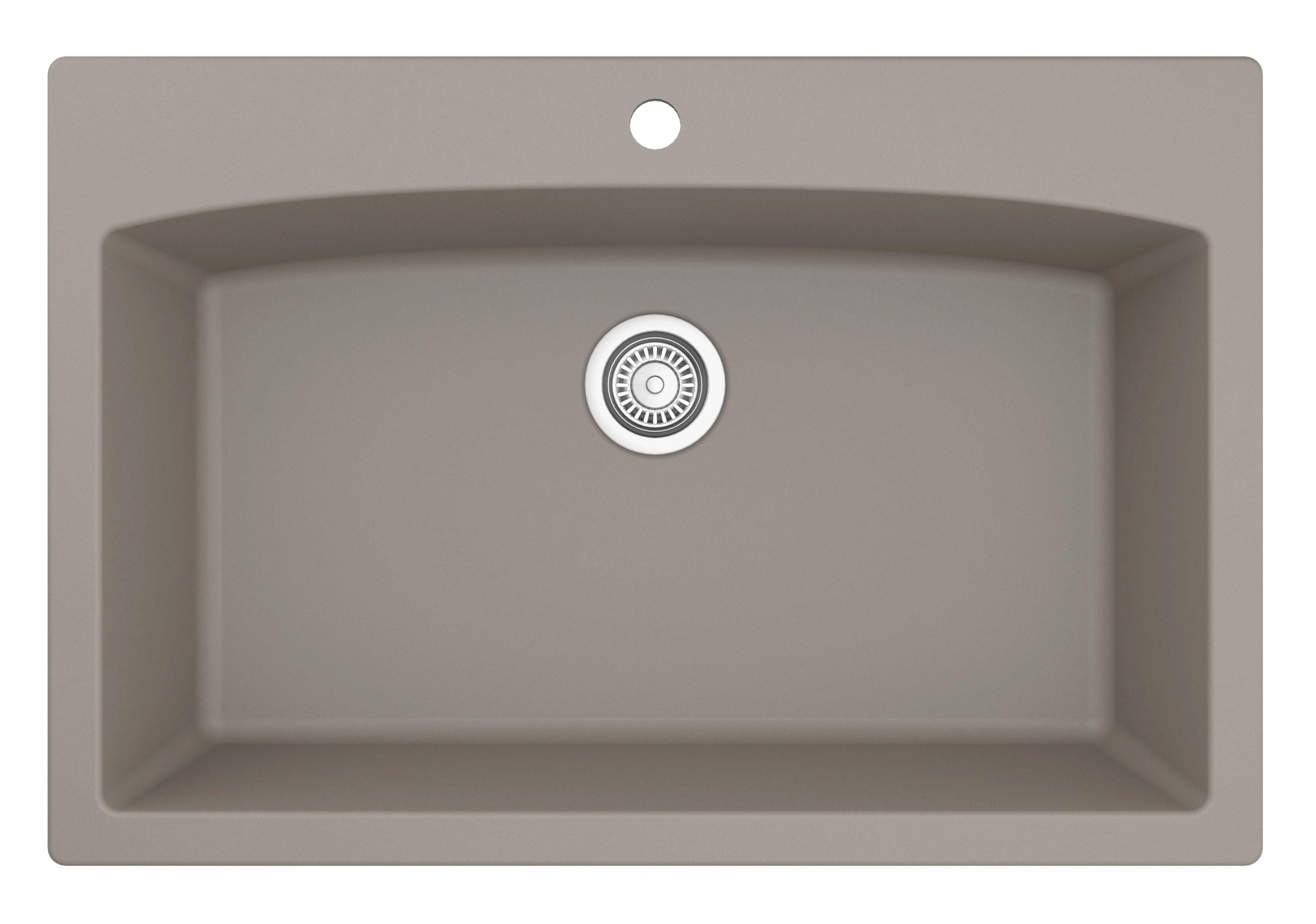 Karran 33" Drop In/Topmount Quartz Composite Kitchen Sink, Concrete, QT-712-CN-PK1