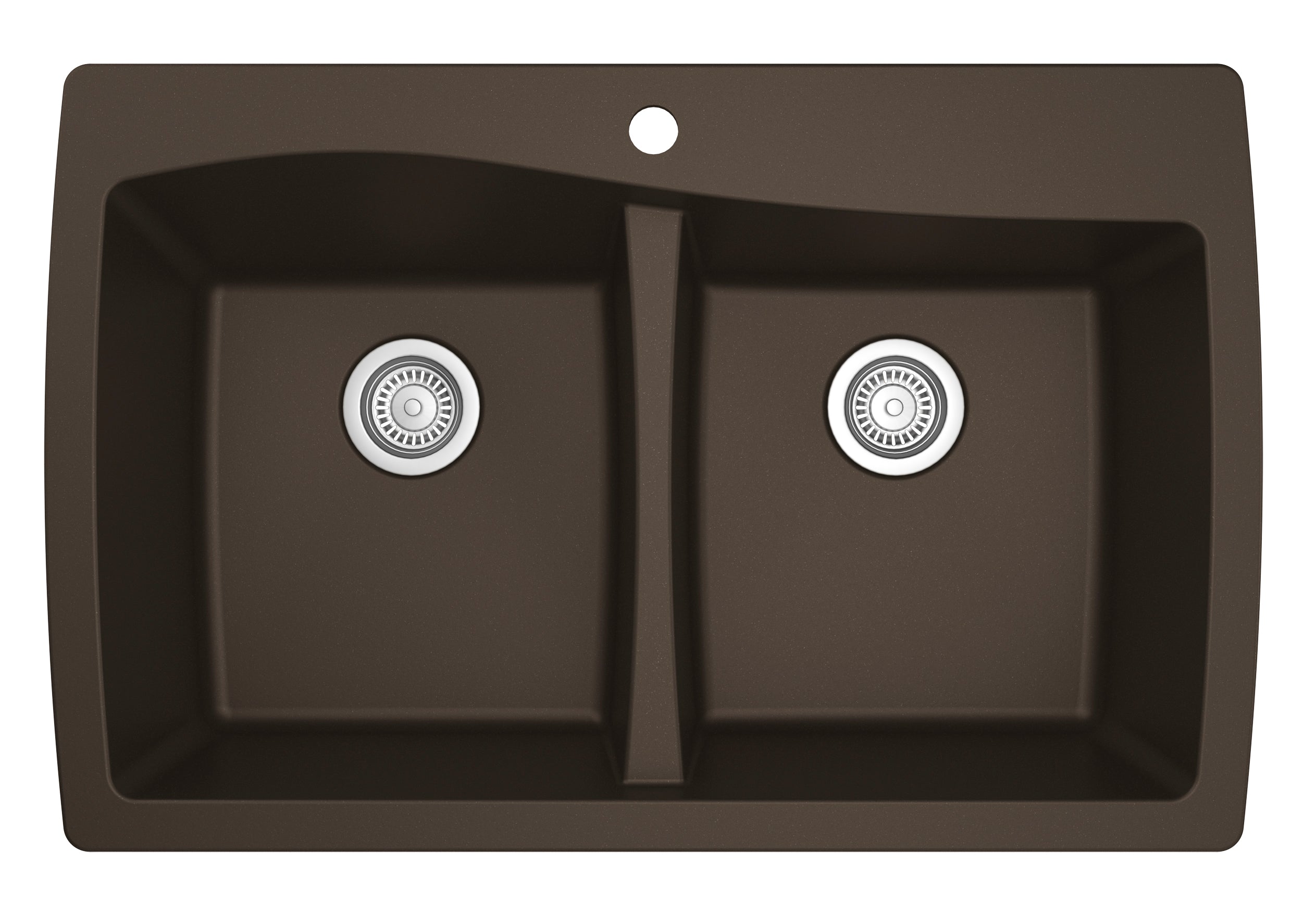 Alternate Image for Karran 34" Drop In/Topmount Quartz Composite Kitchen Sink, 50/50 Double Bowl, Brown, QT-720-BR