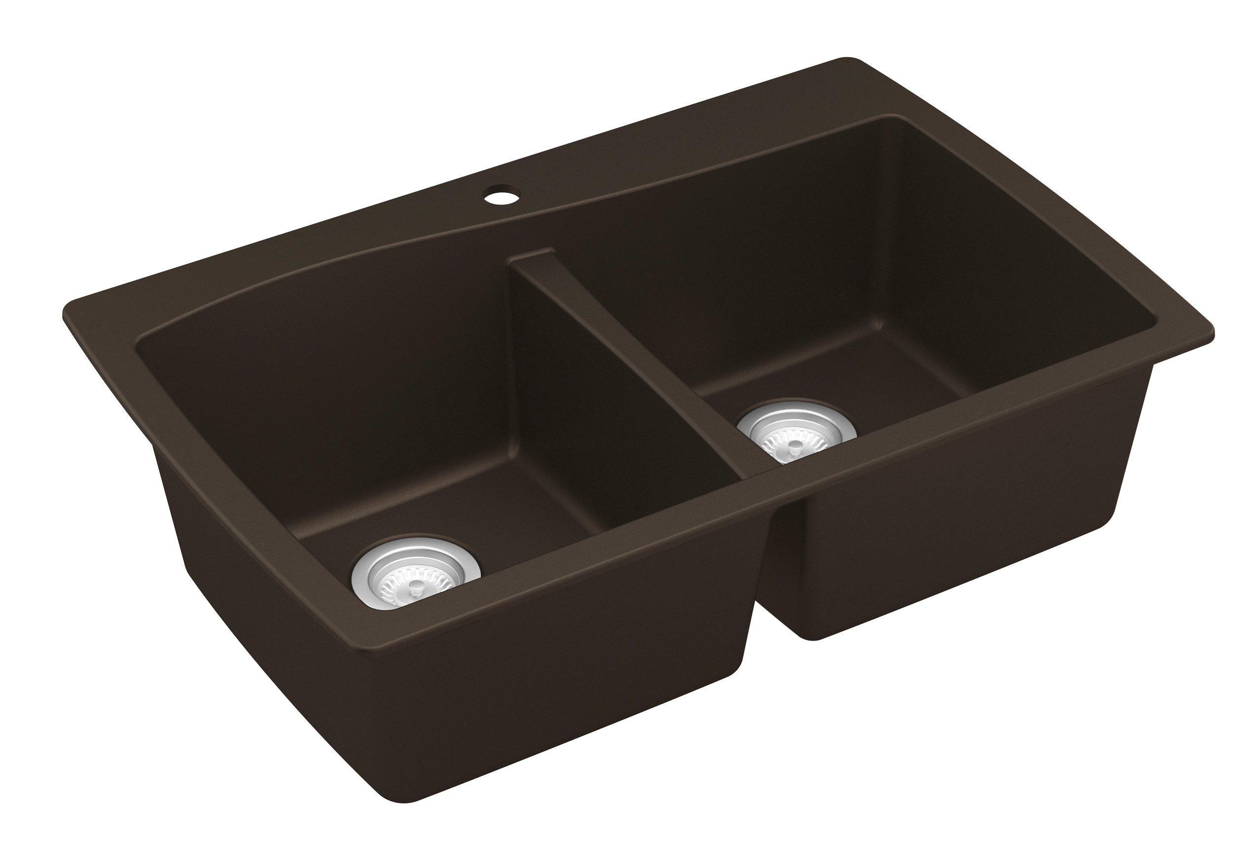 Alternate Image for Karran 34" Drop In/Topmount Quartz Composite Kitchen Sink, 50/50 Double Bowl, Brown, QT-720-BR