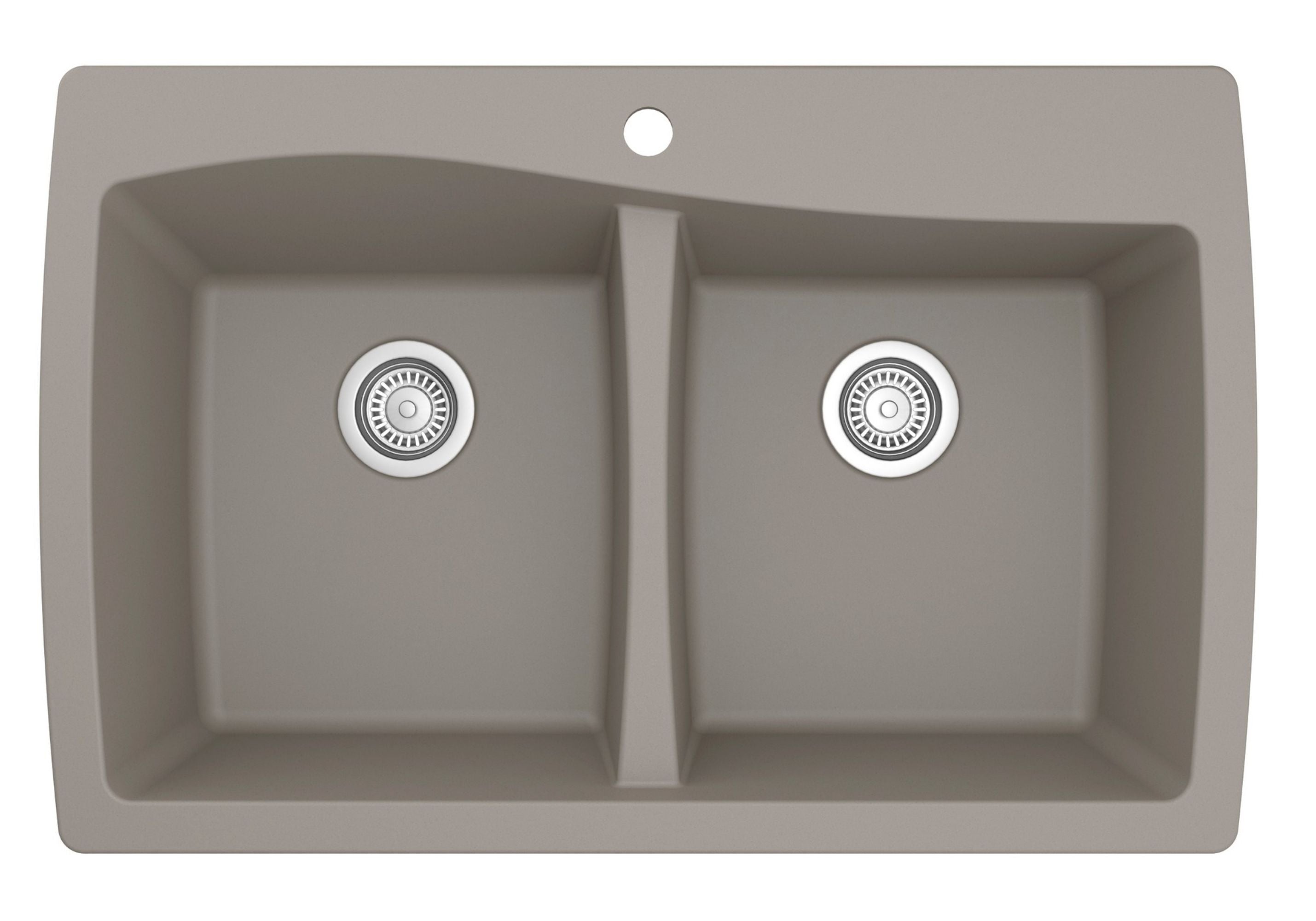 Alternate Image for Karran 34" Drop In/Topmount Quartz Composite Kitchen Sink with Accessories, 50/50 Double Bowl, Concrete, QT-720-CN-PK1