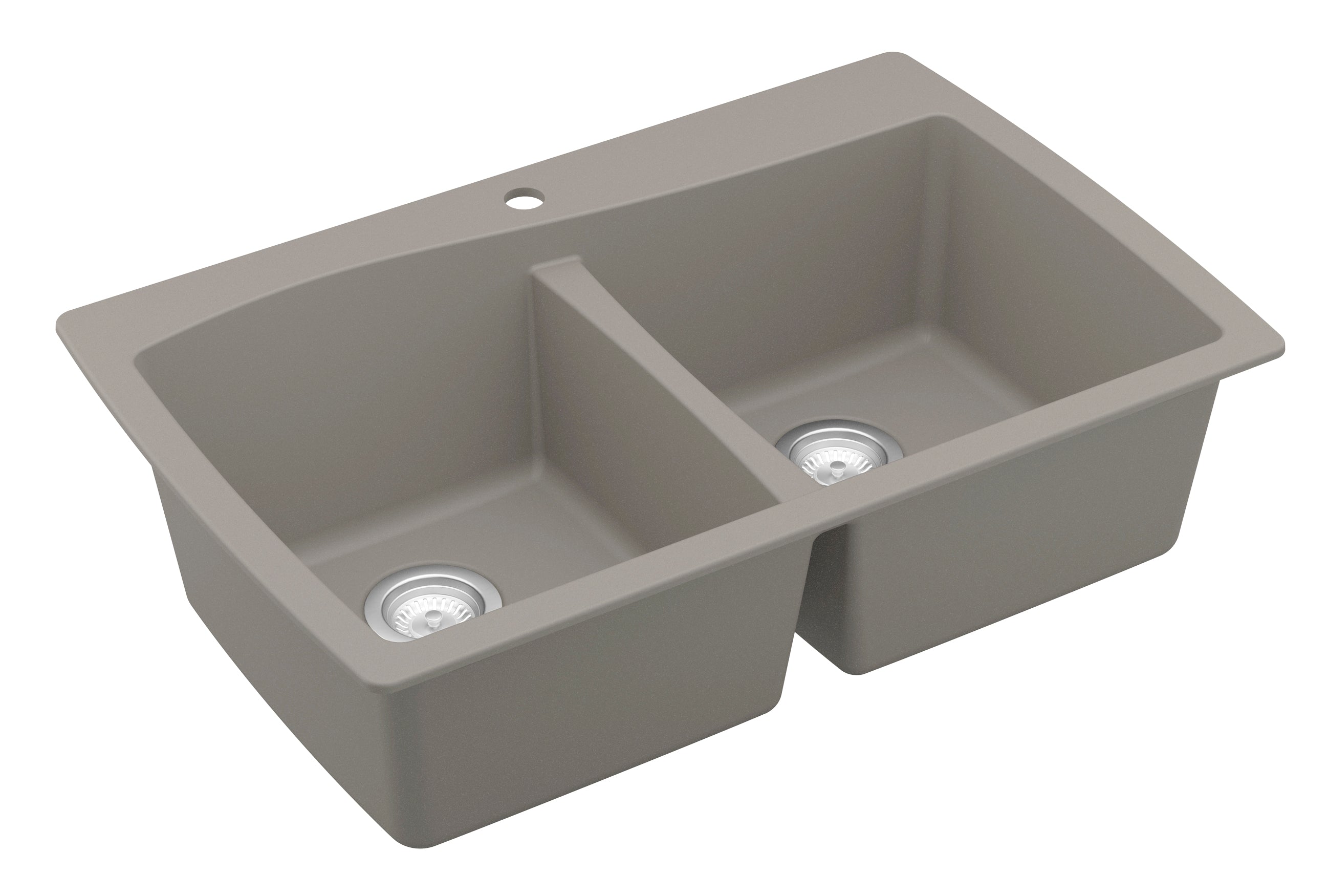 Alternate Image for Karran 34" Drop In/Topmount Quartz Composite Kitchen Sink, 50/50 Double Bowl, Concrete, QT-720-CN