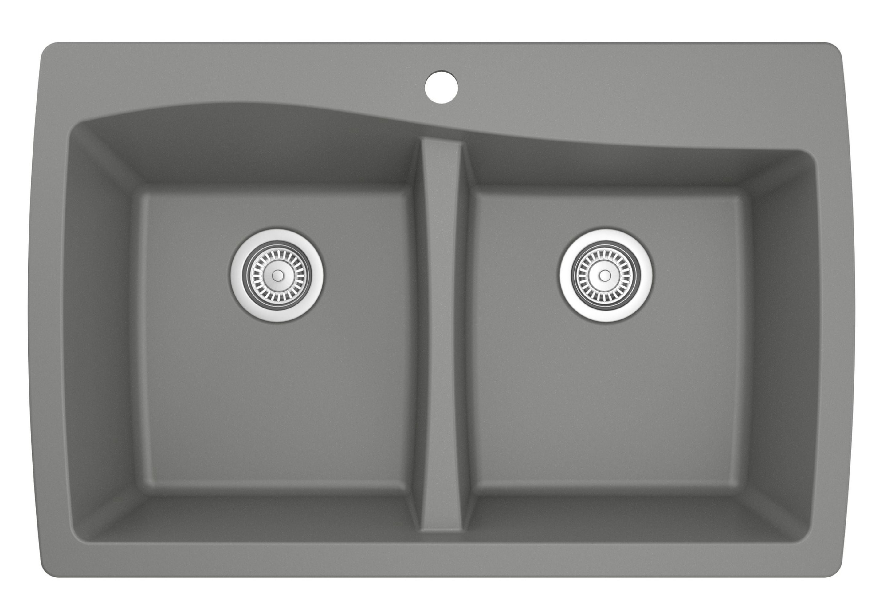 Alternate Image for Karran 34" Drop In/Topmount Quartz Composite Kitchen Sink with Accessories, 50/50 Double Bowl, Grey, QT-720-GR-PK1