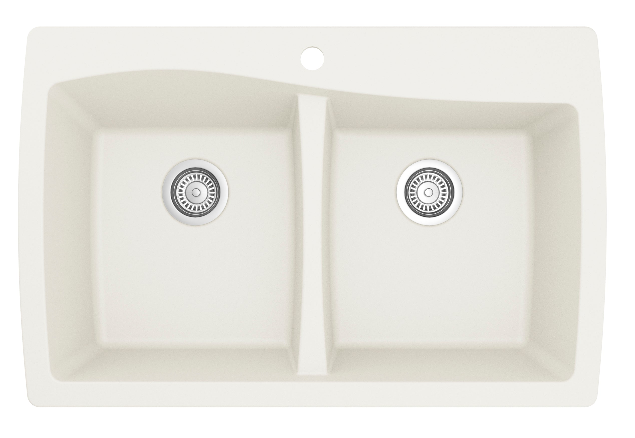 Alternate Image for Karran 34" Drop In/Topmount Quartz Composite Kitchen Sink, 50/50 Double Bowl, White, QT-720-WH