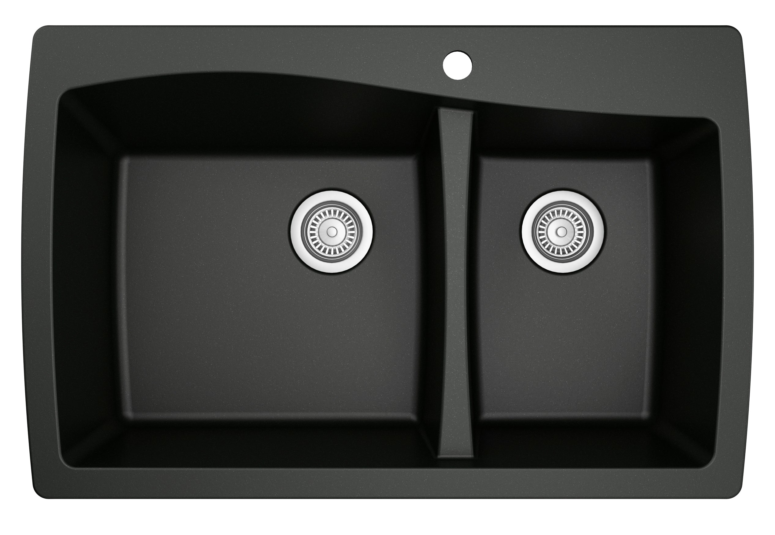 Alternate Image for Karran 34" Drop In/Topmount Quartz Composite Kitchen Sink, 60/40 Double Bowl, Black, QT-721-BL
