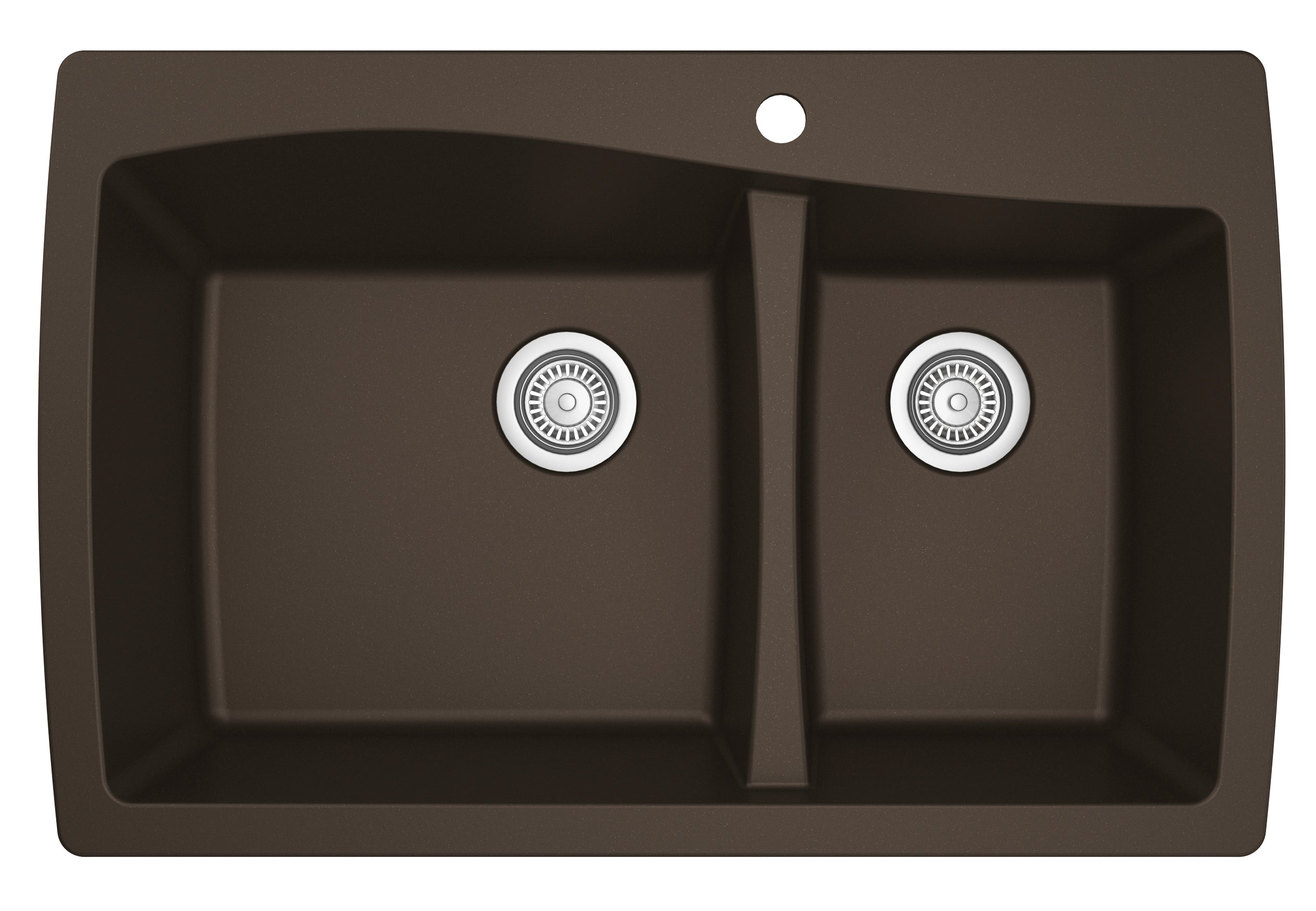 Karran 34" Drop In/Topmount Quartz Composite Kitchen Sink, 60/40 Double Bowl, Brown, QT-721-BR