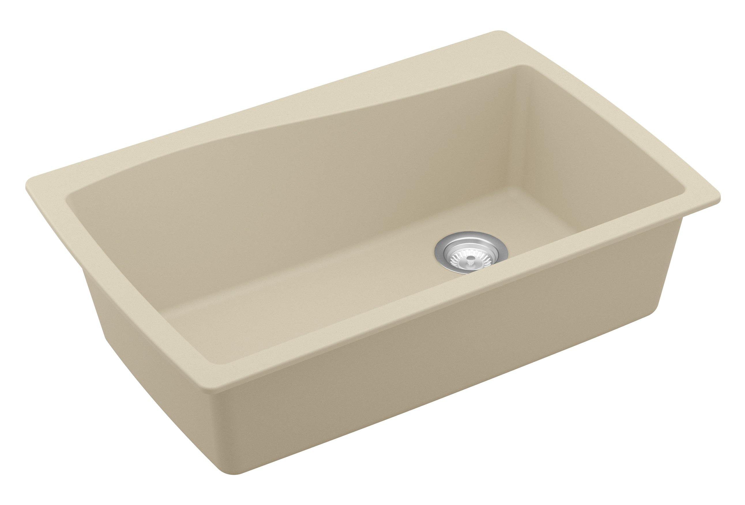 Alternate Image for Karran 34" Drop In/Topmount Quartz Composite Kitchen Sink, Bisque, QT-722-BI