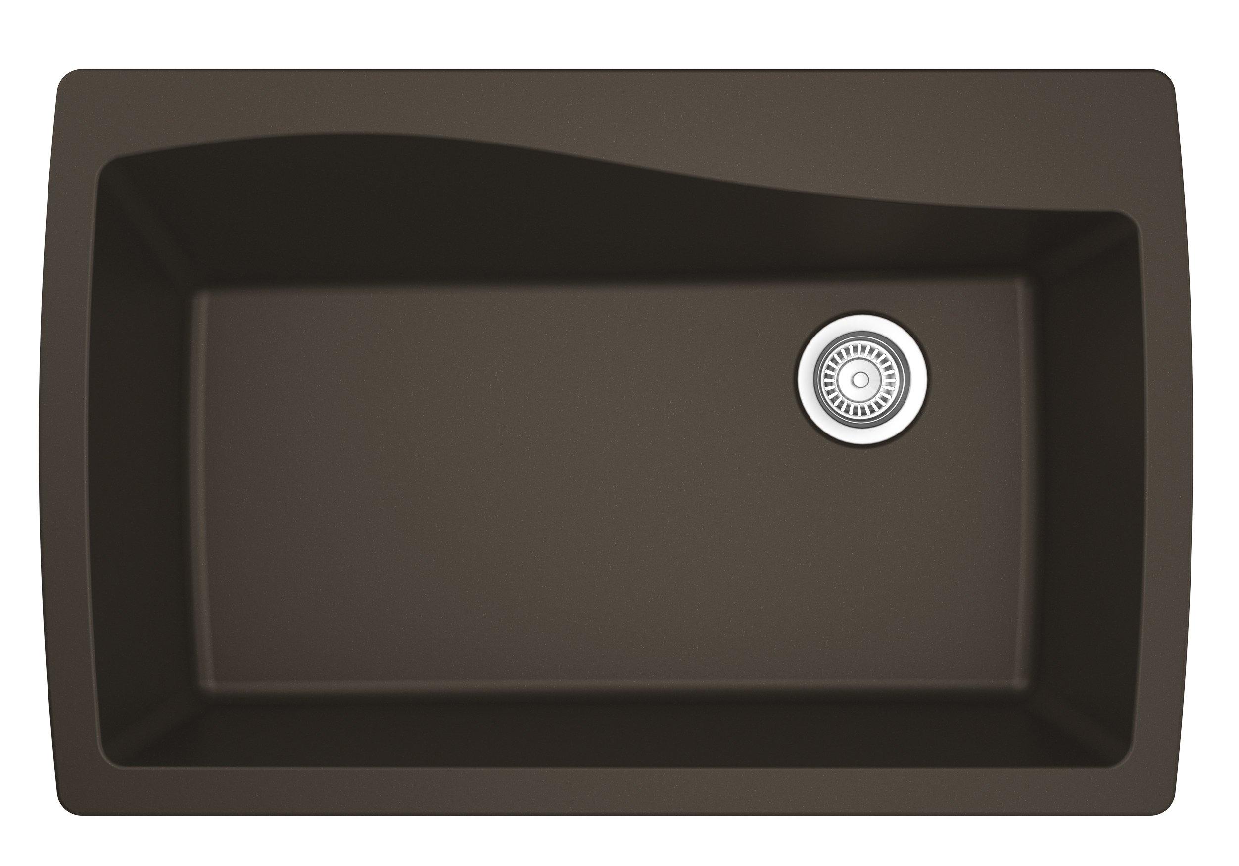 Karran 34" Drop In/Topmount Quartz Composite Kitchen Sink, Brown, QT-722-BR
