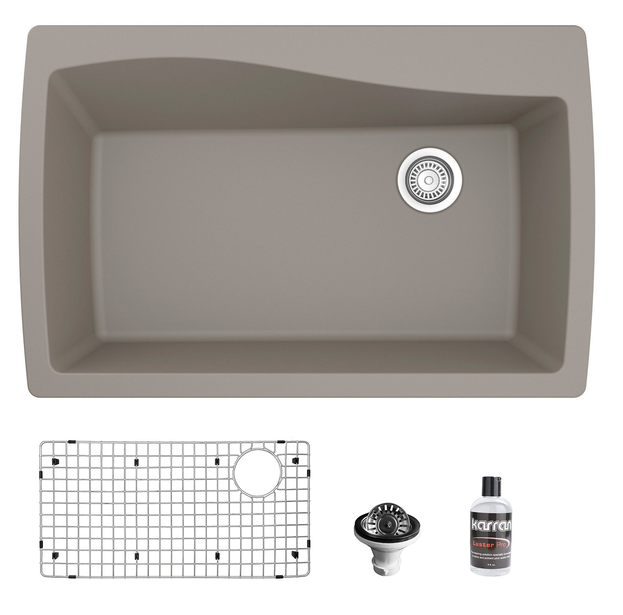 Alternate Image for Karran 34" Drop In/Topmount Quartz Composite Kitchen Sink with Accessories, Concrete, QT-722-CN-PK1
