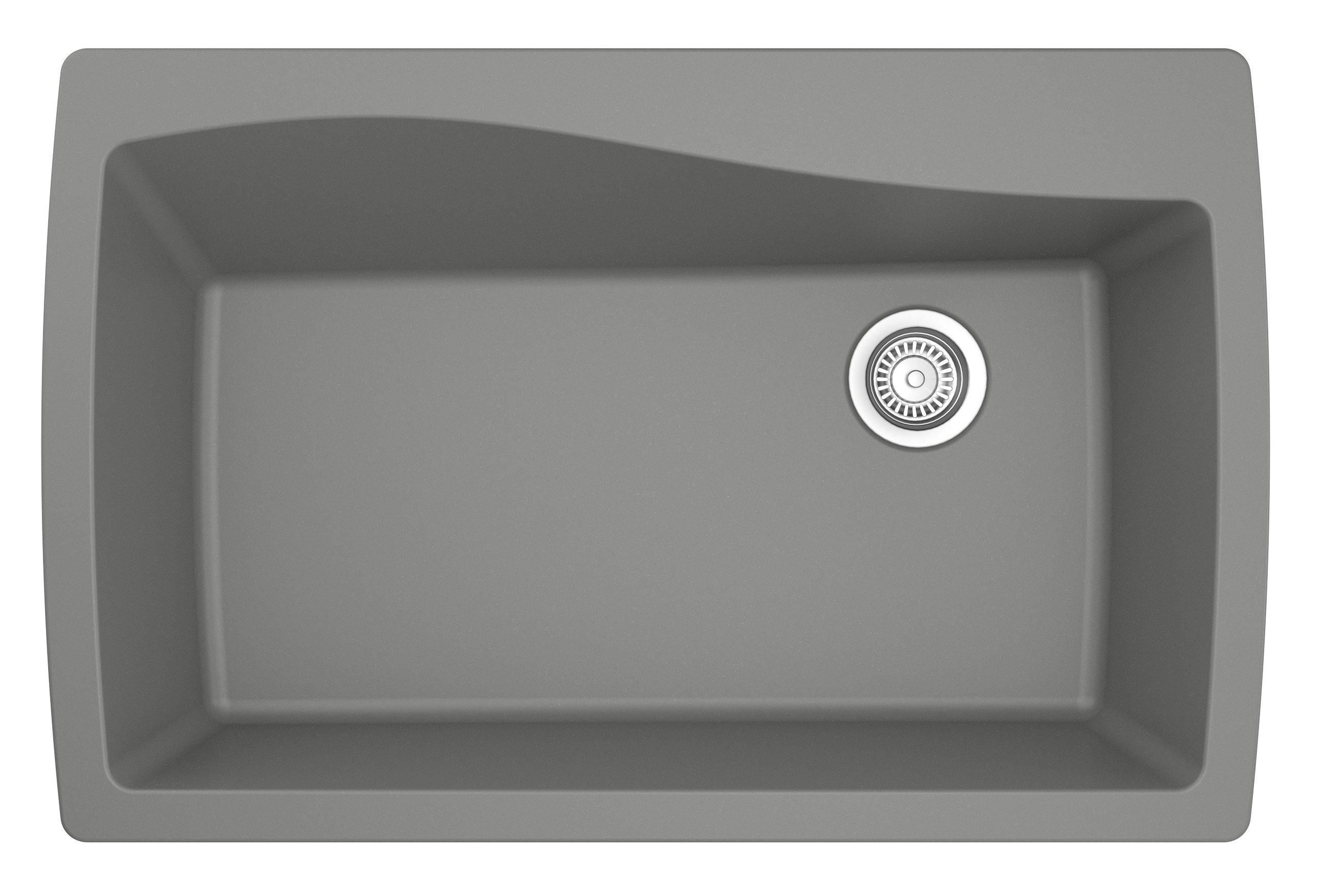 Alternate Image for Karran 34" Drop In/Topmount Quartz Composite Kitchen Sink, Grey, QT-722-GR
