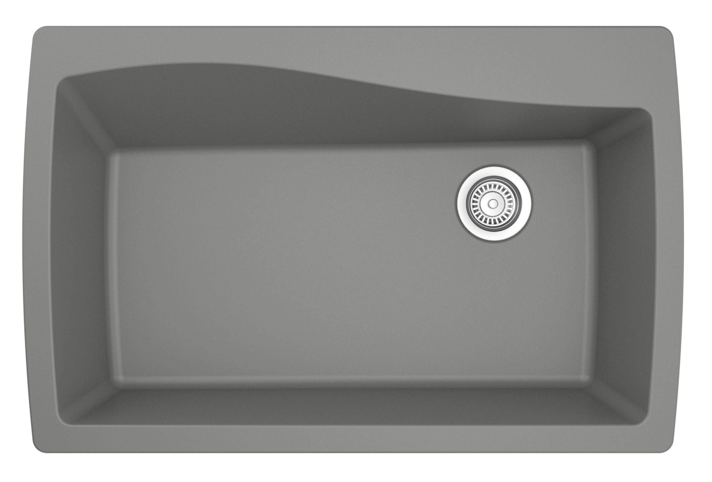 Alternate Image for Karran 34" Drop In/Topmount Quartz Composite Kitchen Sink with Accessories, Grey, QT-722-GR-PK1