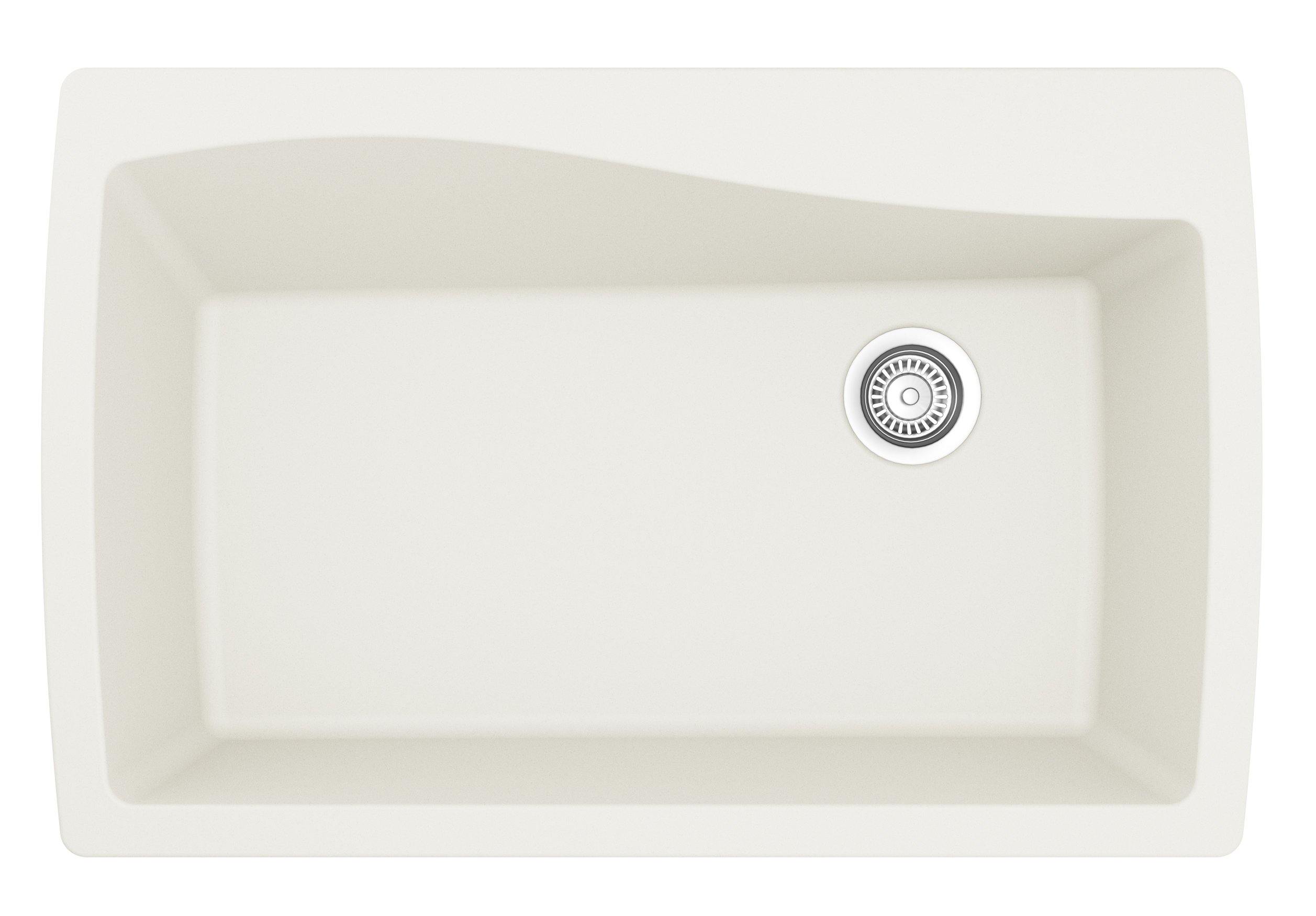 Alternate Image for Karran 34" Drop In/Topmount Quartz Composite Kitchen Sink, White, QT-722-WH