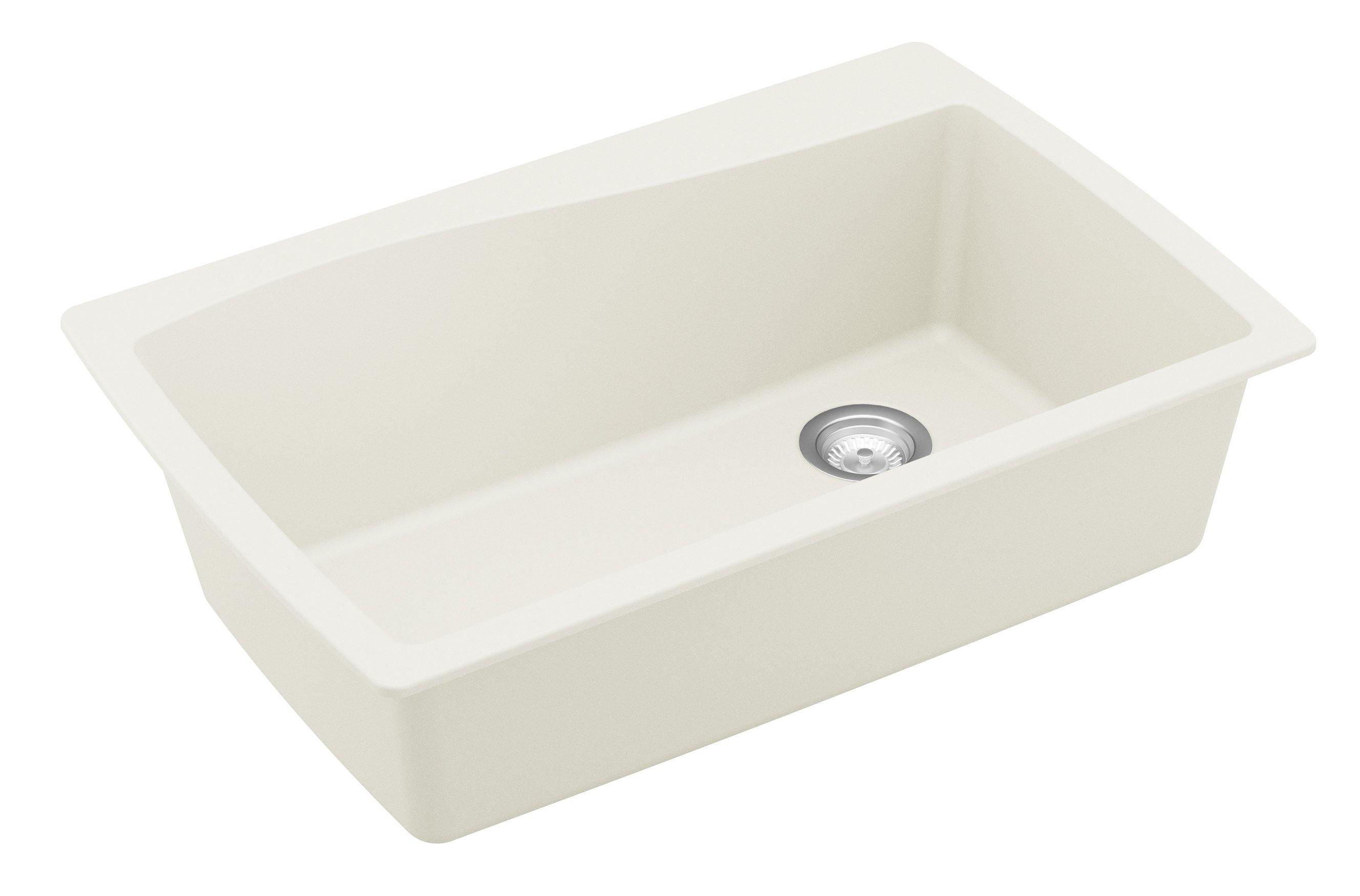 Alternate Image for Karran 34" Drop In/Topmount Quartz Composite Kitchen Sink, White, QT-722-WH