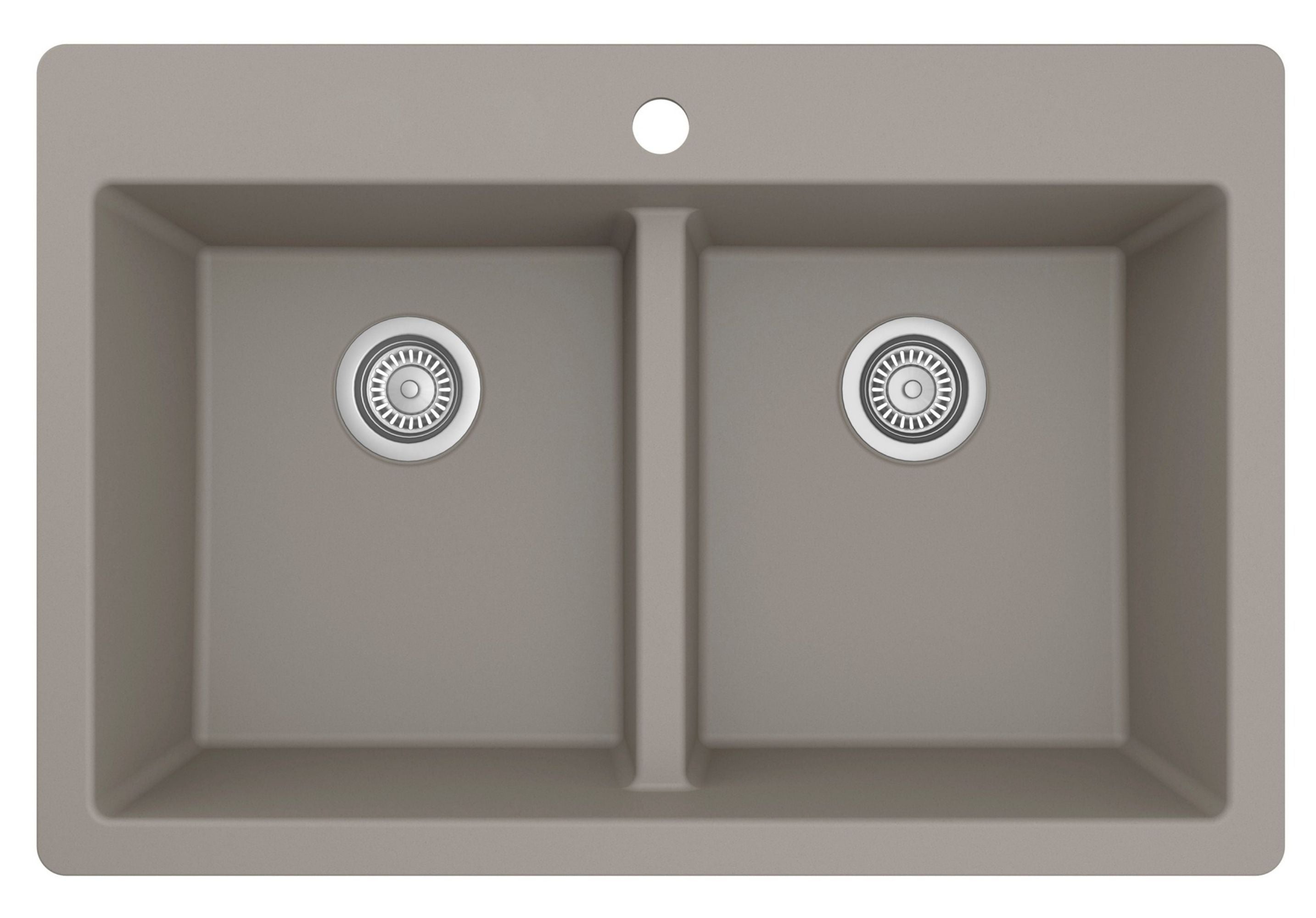 Alternate Image for Karran 33" Drop In/Topmount Quartz Composite Kitchen Sink with Accessories, 50/50 Double Bowl, Concrete, QT-810-CN-PK1