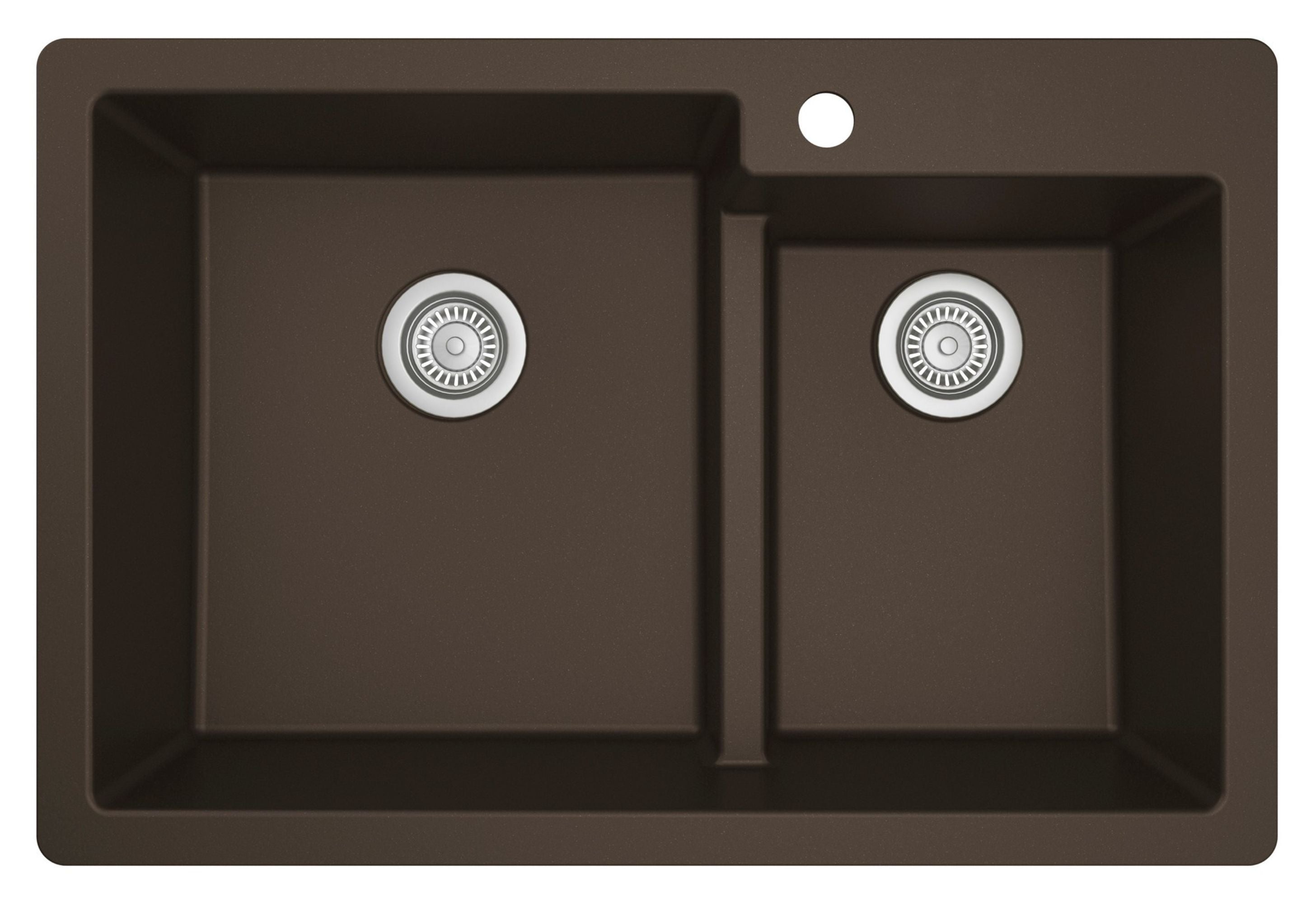 Karran 33" Drop In/Topmount Quartz Composite Kitchen Sink, 60/40 Double Bowl, Brown, QT-811-BR