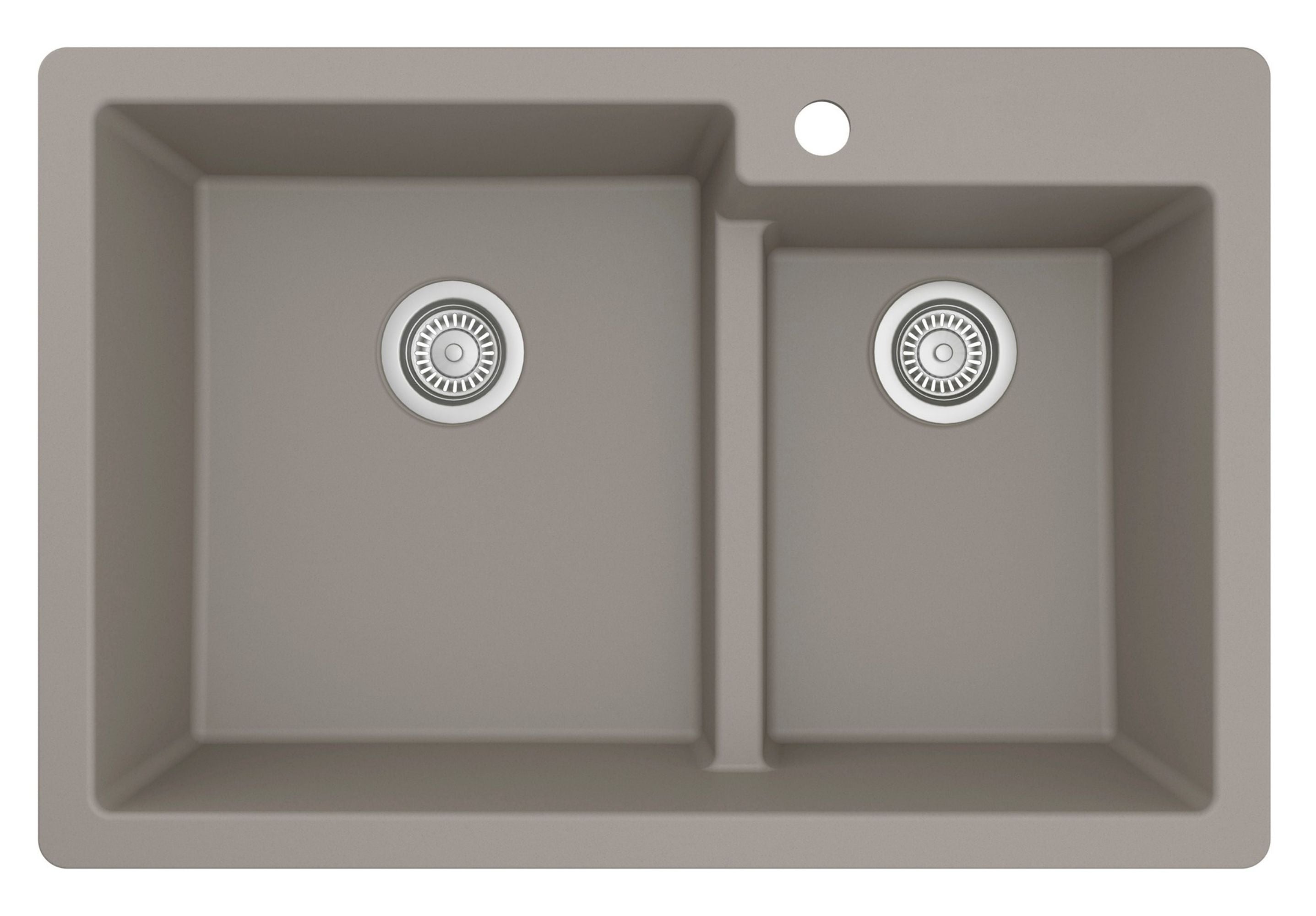 Karran 33" Drop In/Topmount Quartz Composite Kitchen Sink, 60/40 Double Bowl, Concrete, QT-811-CN