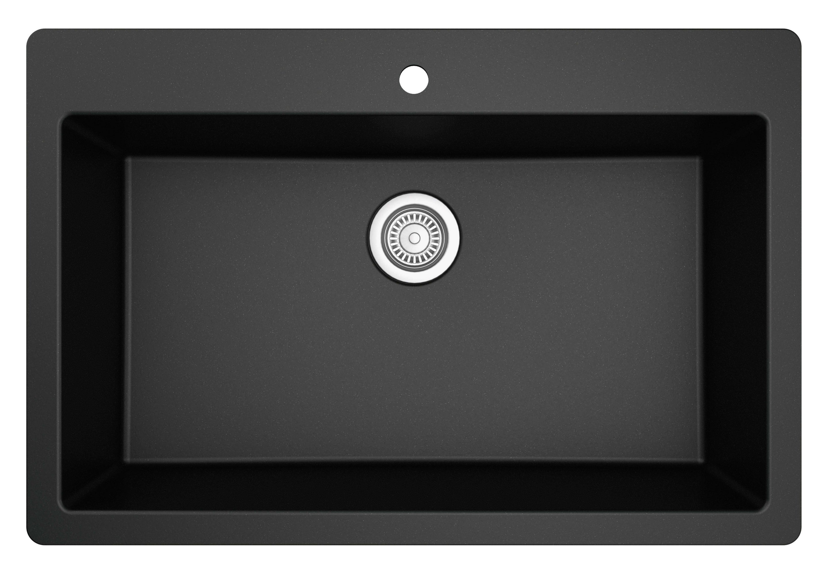 Karran 33" Drop In/Topmount Quartz Composite Kitchen Sink, Black, QT-812-BL