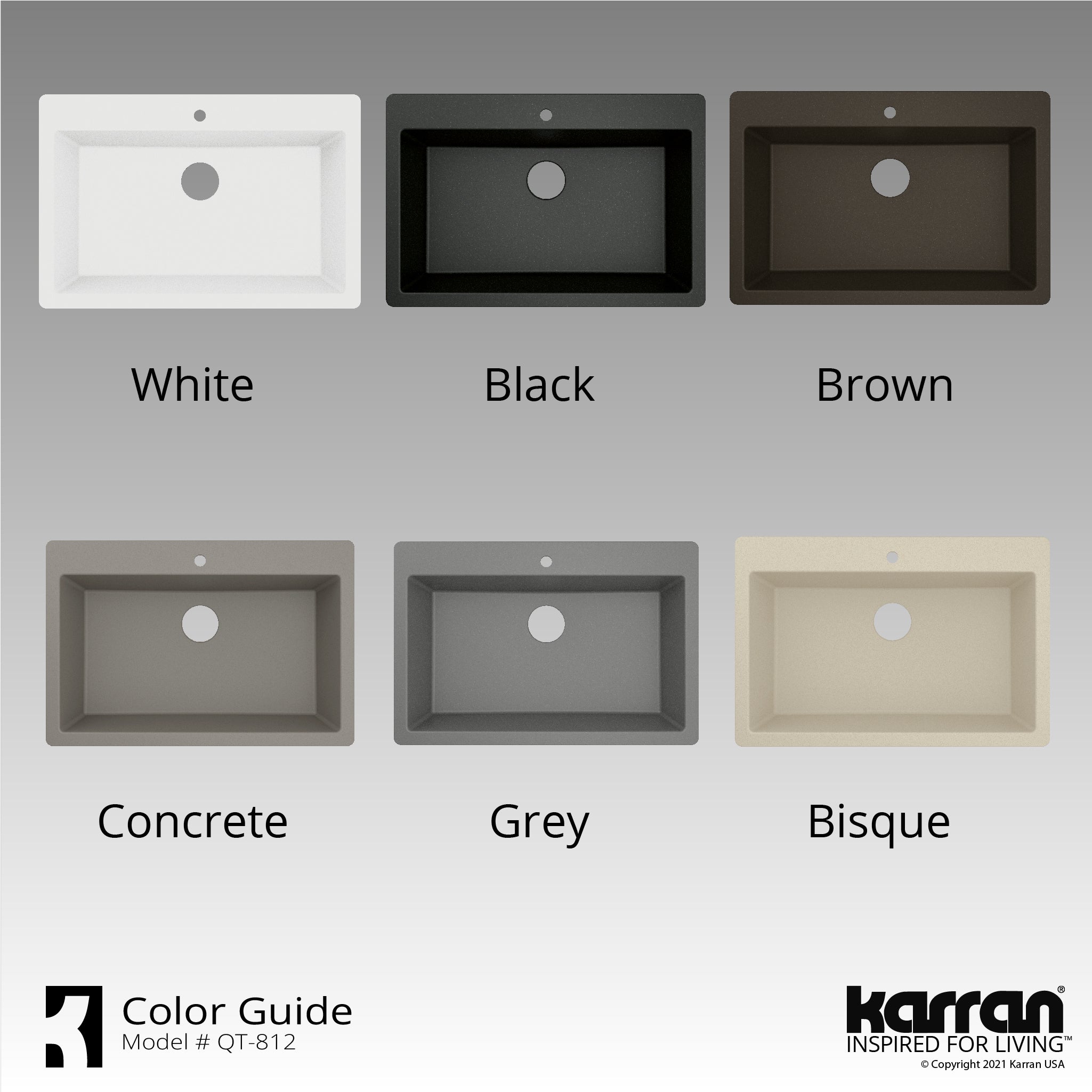 Alternate Image for Karran 33" Drop In/Topmount Quartz Composite Kitchen Sink with Accessories, Grey, QT-812-GR-PK1