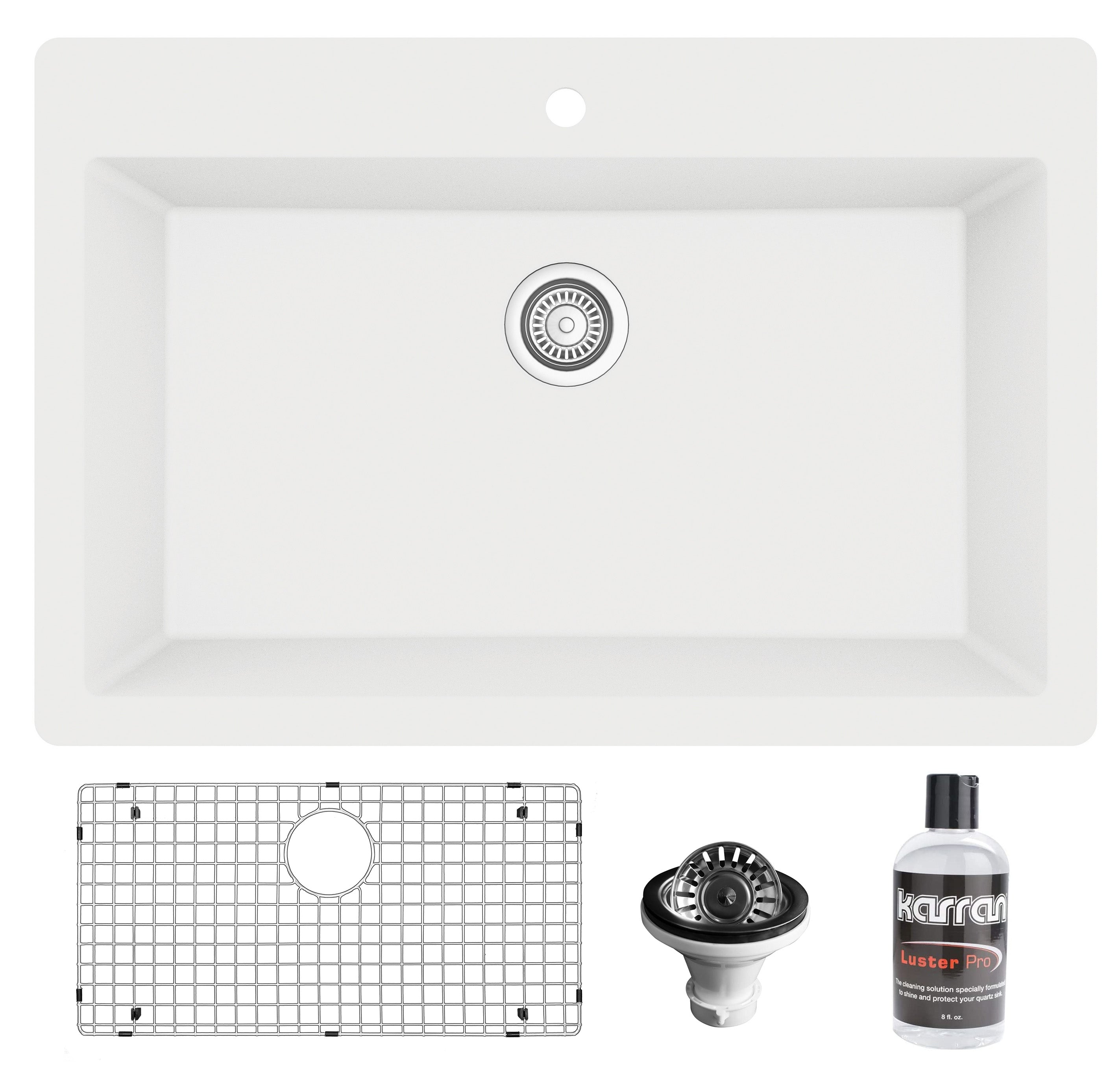 Karran QT-812 Quartz 33 in. Large Single Bowl Drop-In Kitchen Sink in White